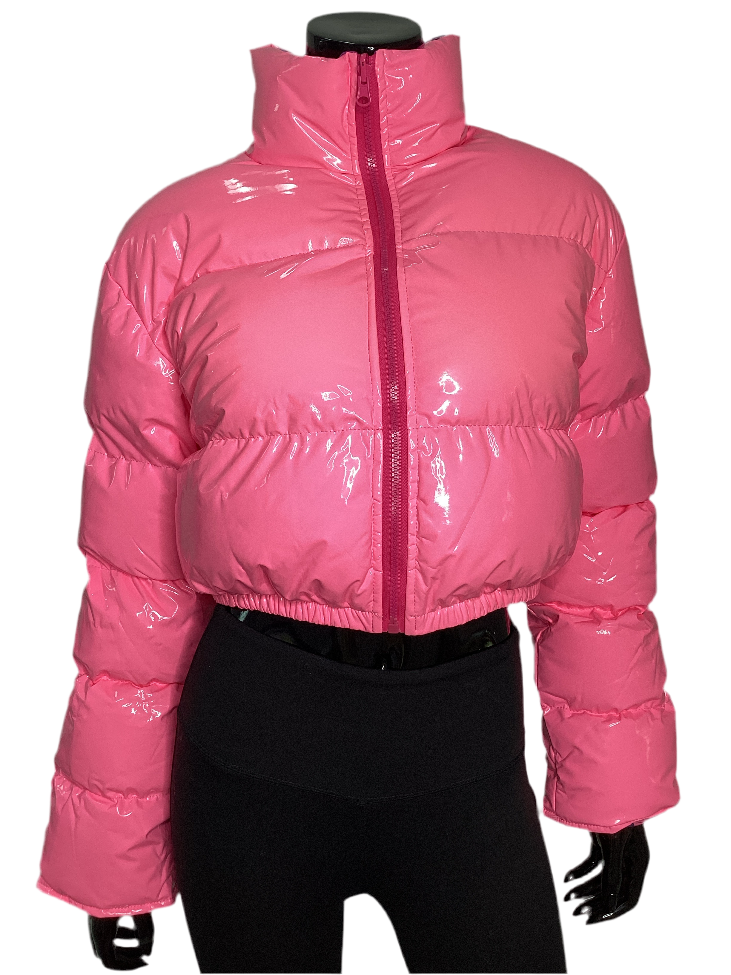 Reversible Cropped Puffer Jacket With Paisley Glossy Design