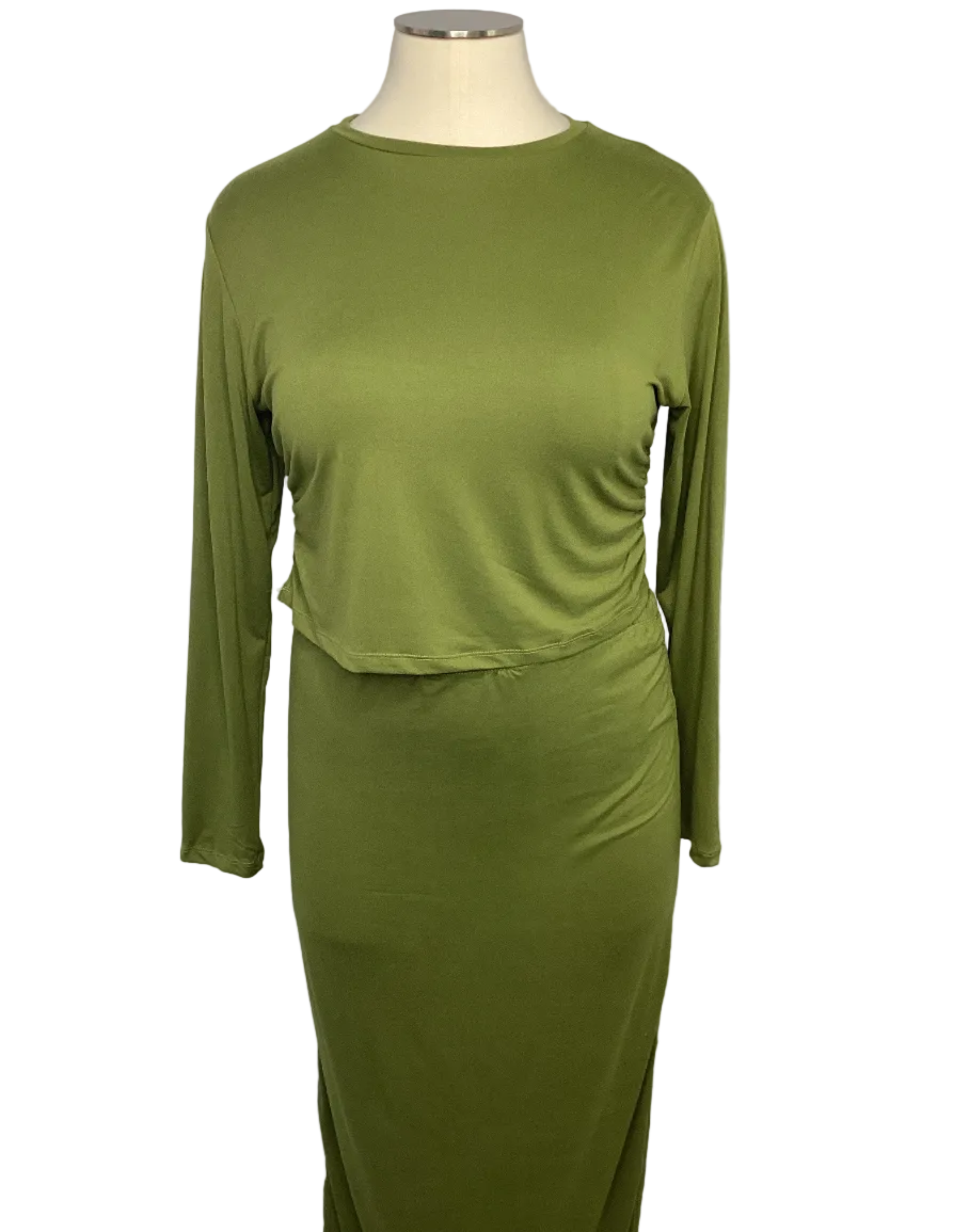 Curvy - Ruched Crop Top & Drawstring Skirt Set