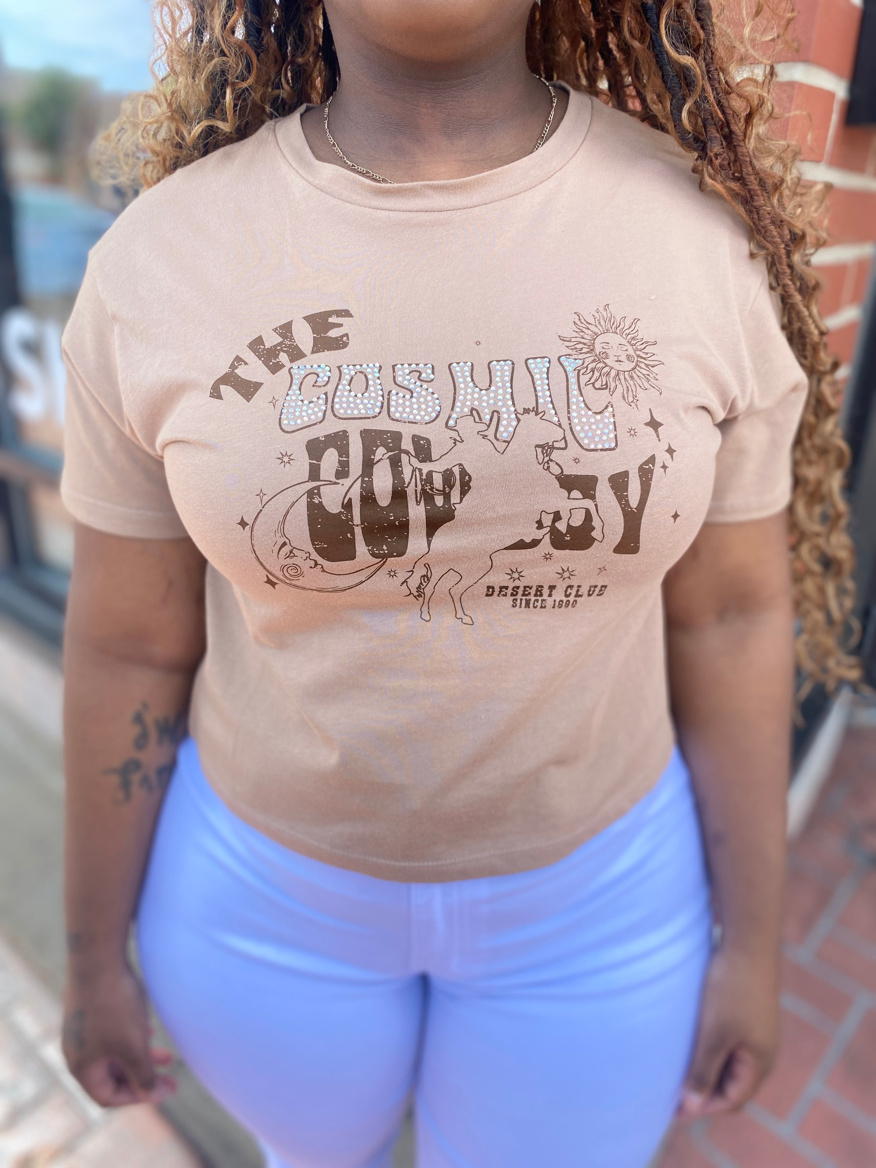 Cosmic Cowboy Graphic Tee - Retro Western Desert Club Print
