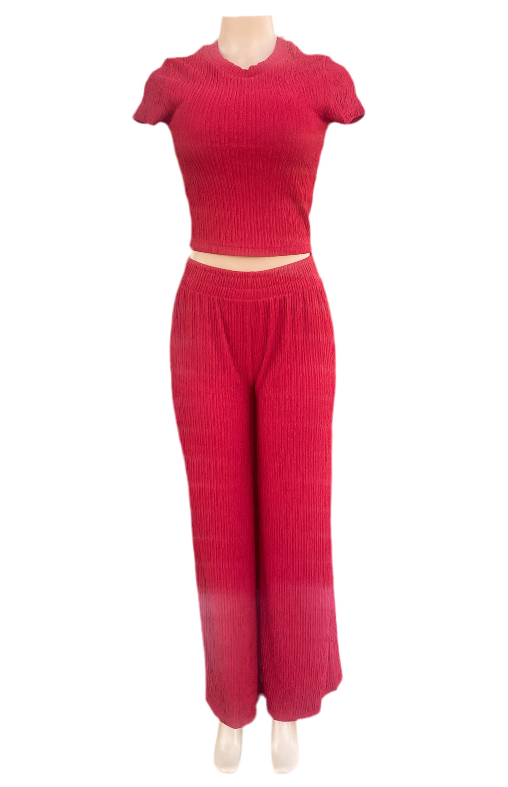 Crinkle Plisse Short Sleeve Set