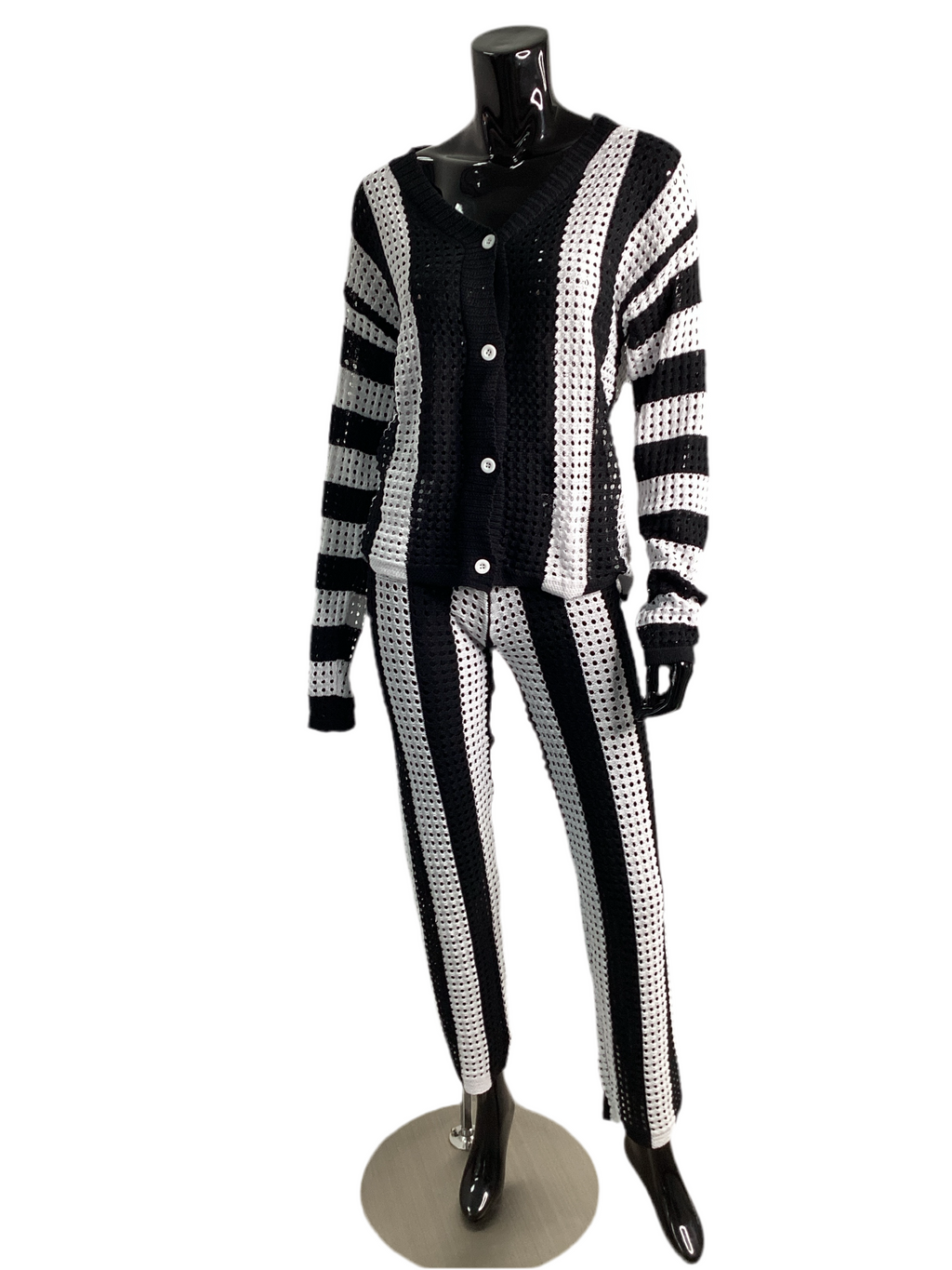 Crochet 2 Piece Set Long Sleeve Top & Pants