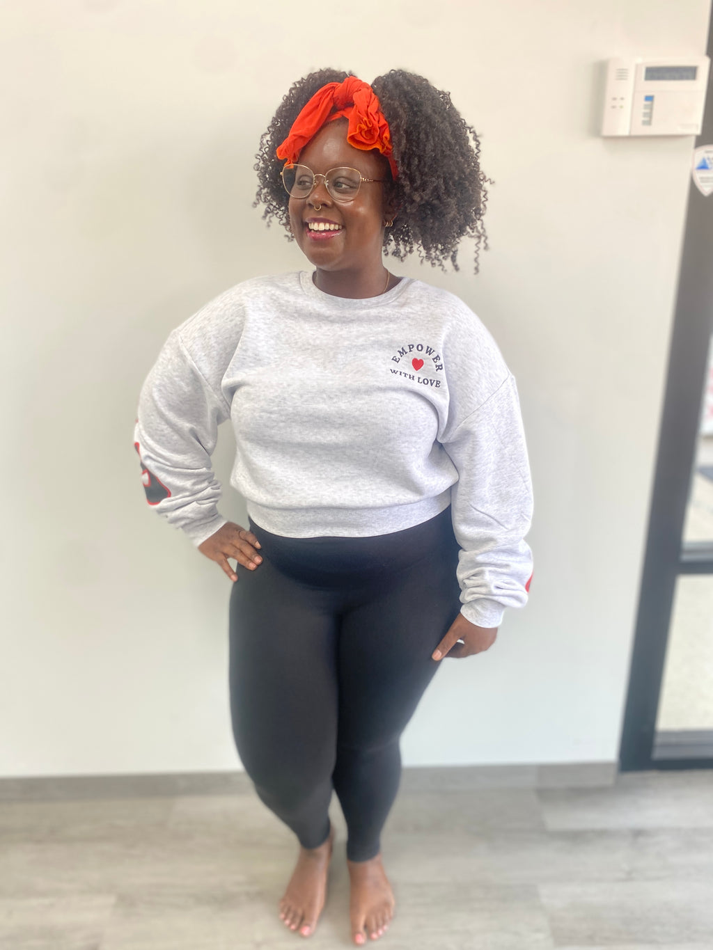 Empower With Love Graphic Cropped Sweatshirt - Positive Message Pullover