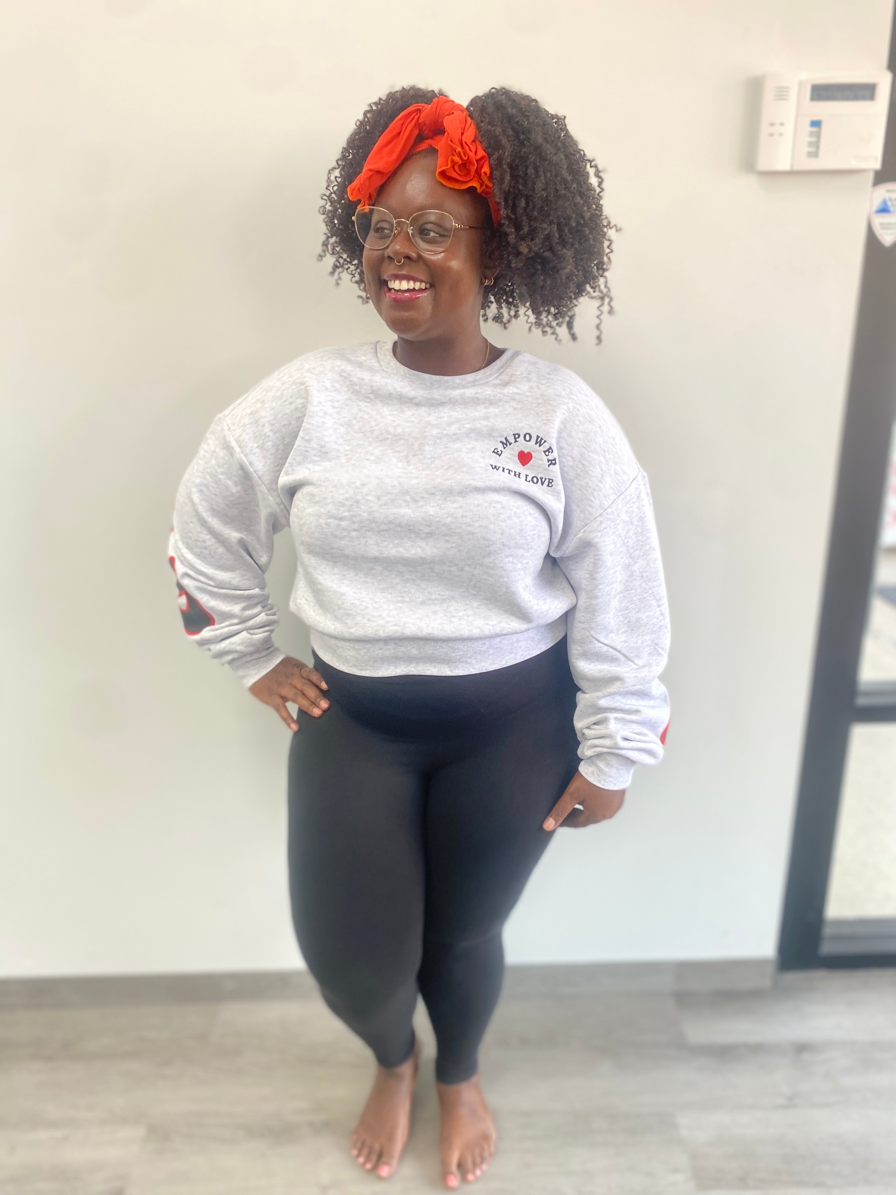 Empower With Love Graphic Cropped Sweatshirt - Positive Message Pullover
