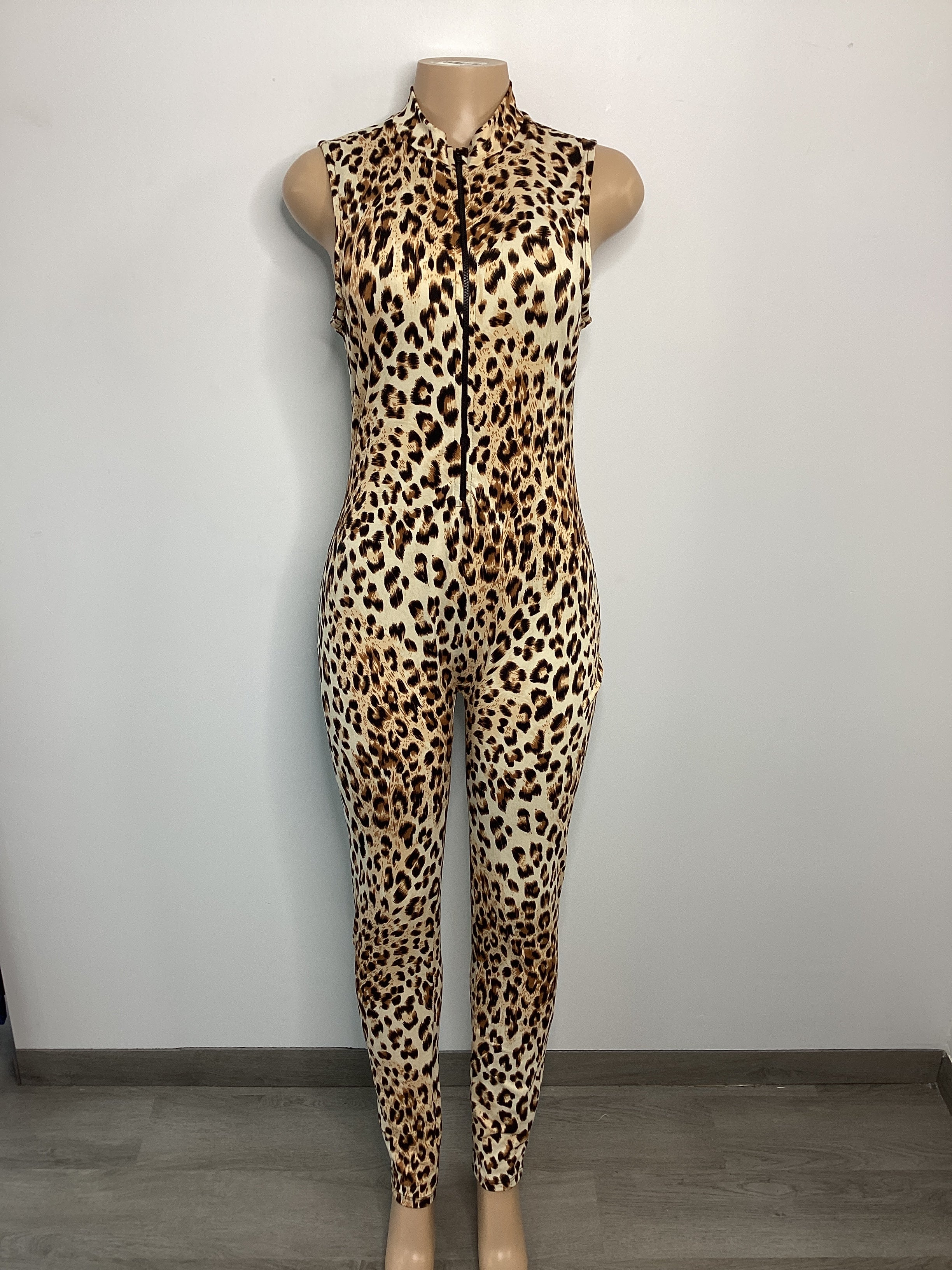 Stretch Leopard Zip Up Knit Jumper - Closet Space