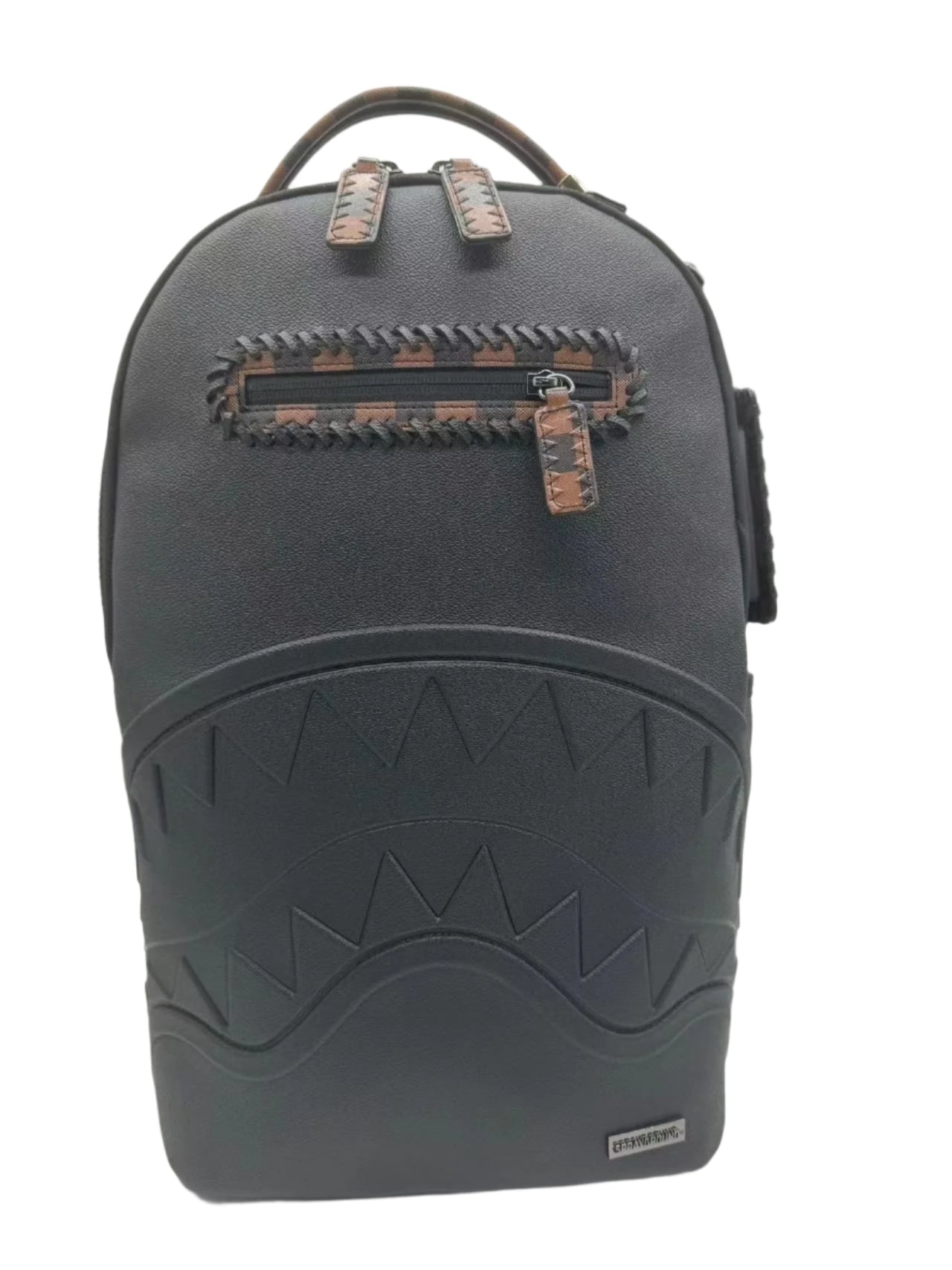 Black backpack with brown zipper 