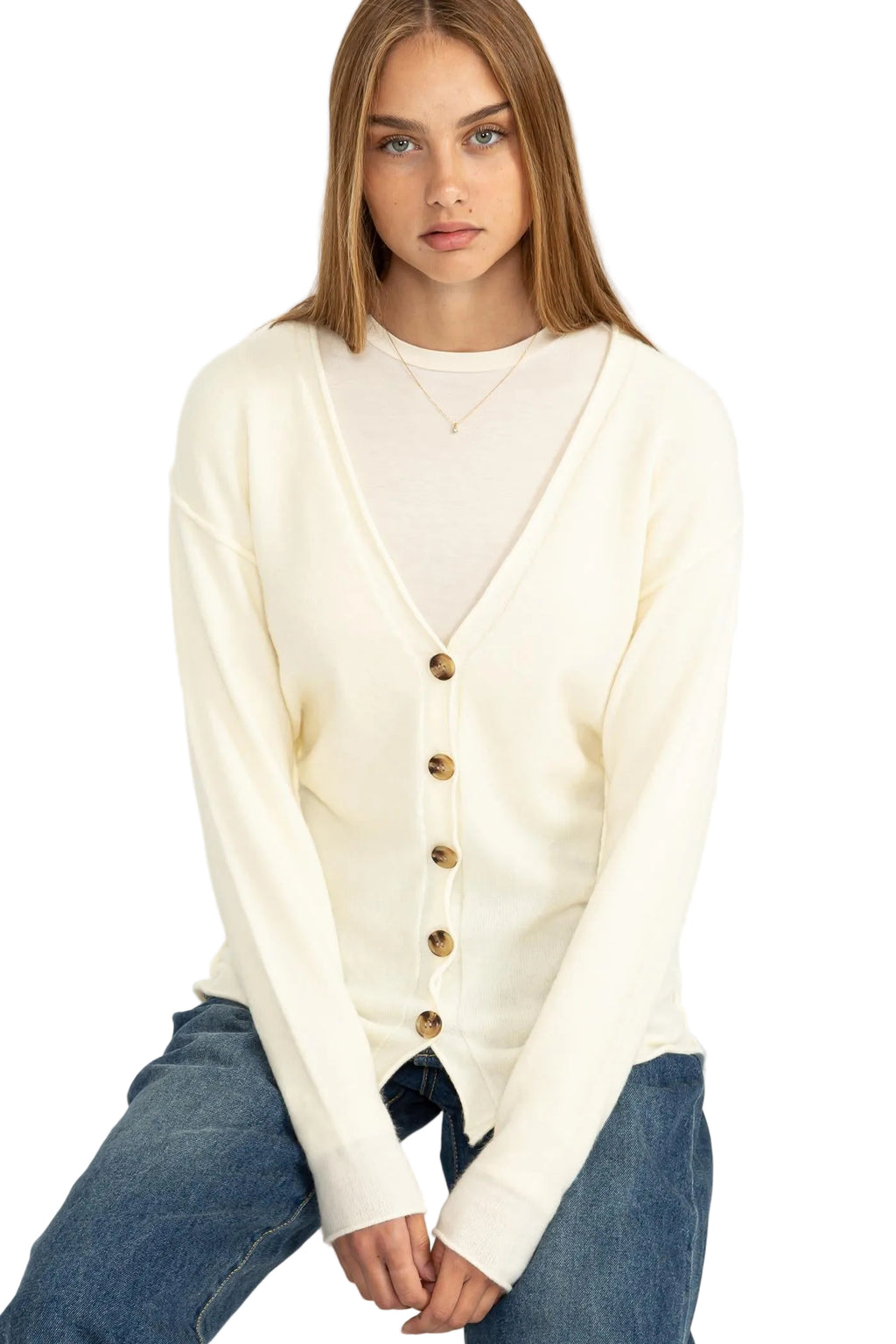 Long Sleeve Cardigan With Buttons - Closet Space