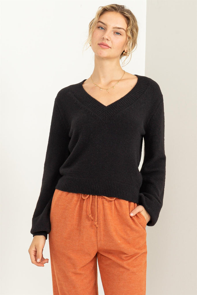 Crop V-Neck Sweater - Closet Space