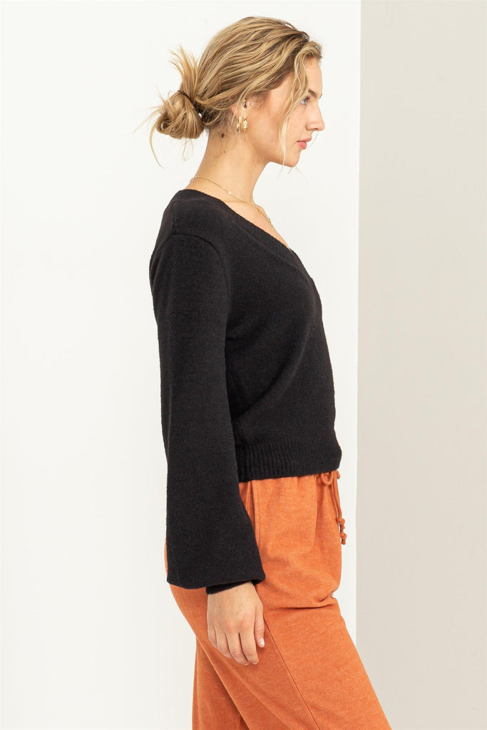 Crop V-Neck Sweater - Closet Space