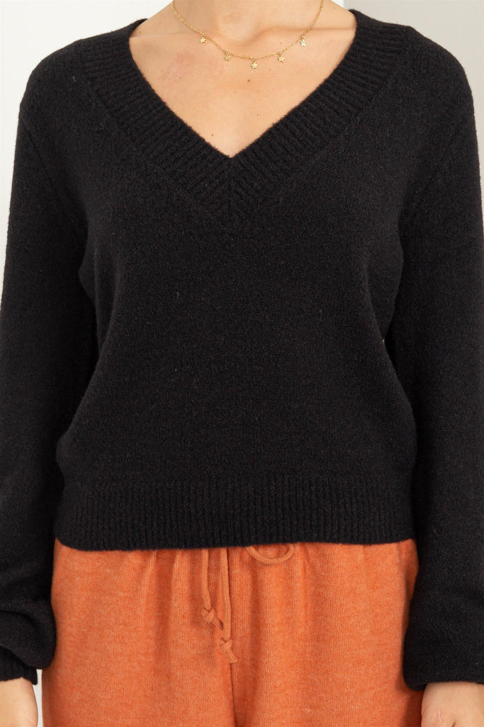 Crop V-Neck Sweater - Closet Space