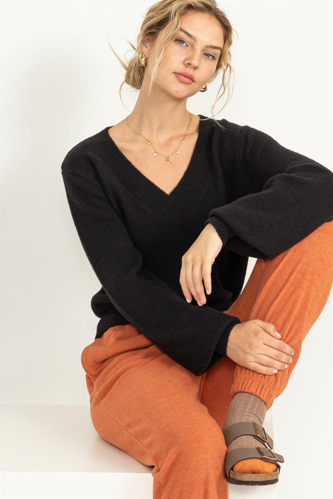 Crop V-Neck Sweater - Closet Space