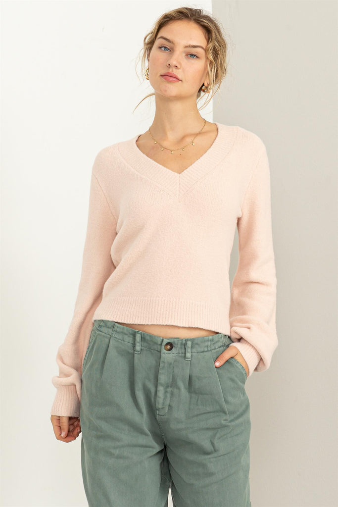 Crop V-Neck Sweater - Closet Space