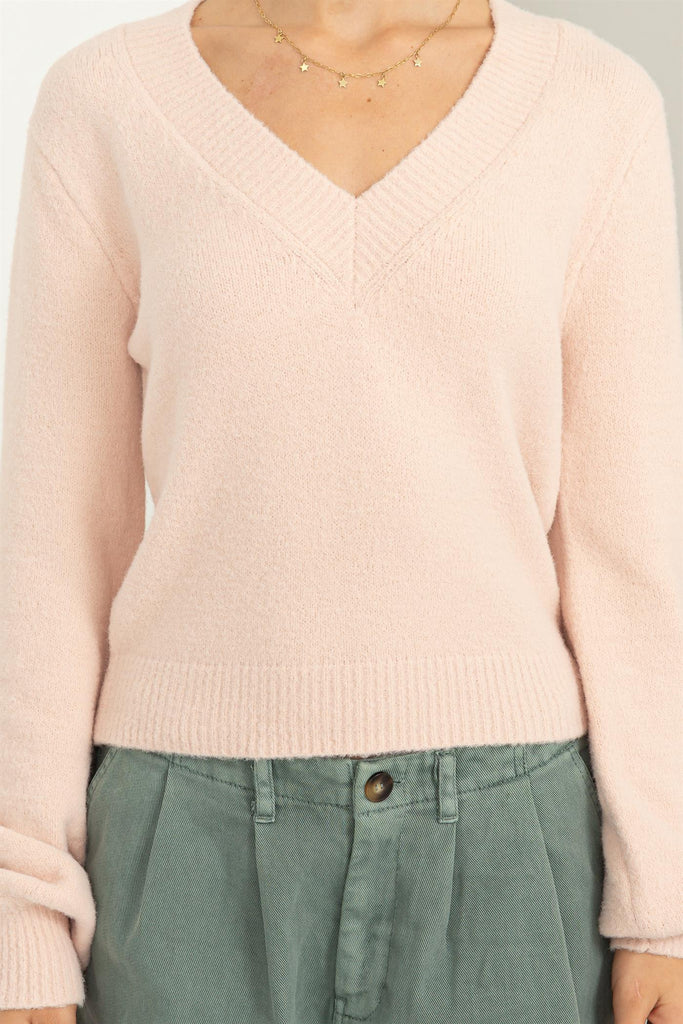 Crop V-Neck Sweater - Closet Space