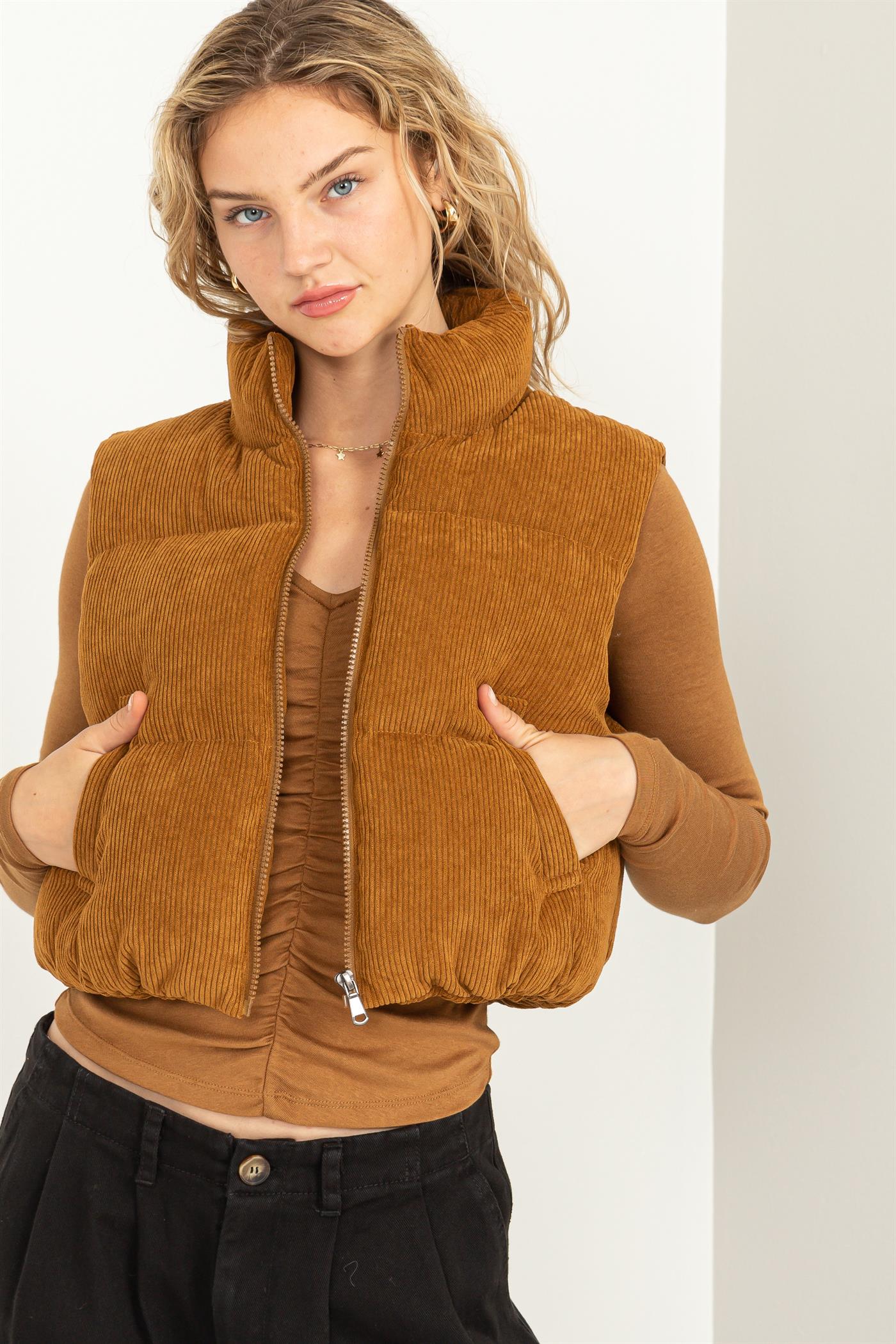 Corduroy Puffer Vest - Closet Space
