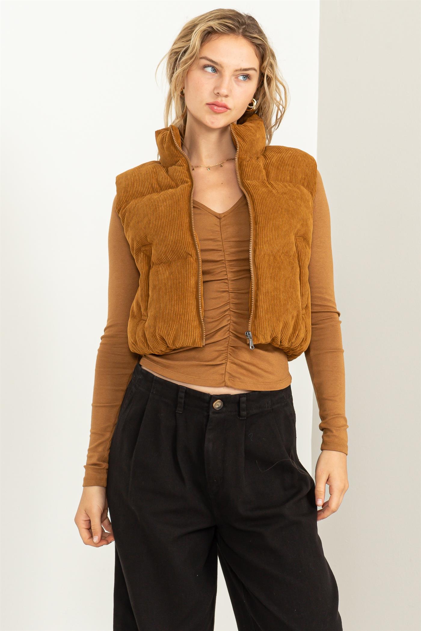 Corduroy Puffer Vest - Closet Space