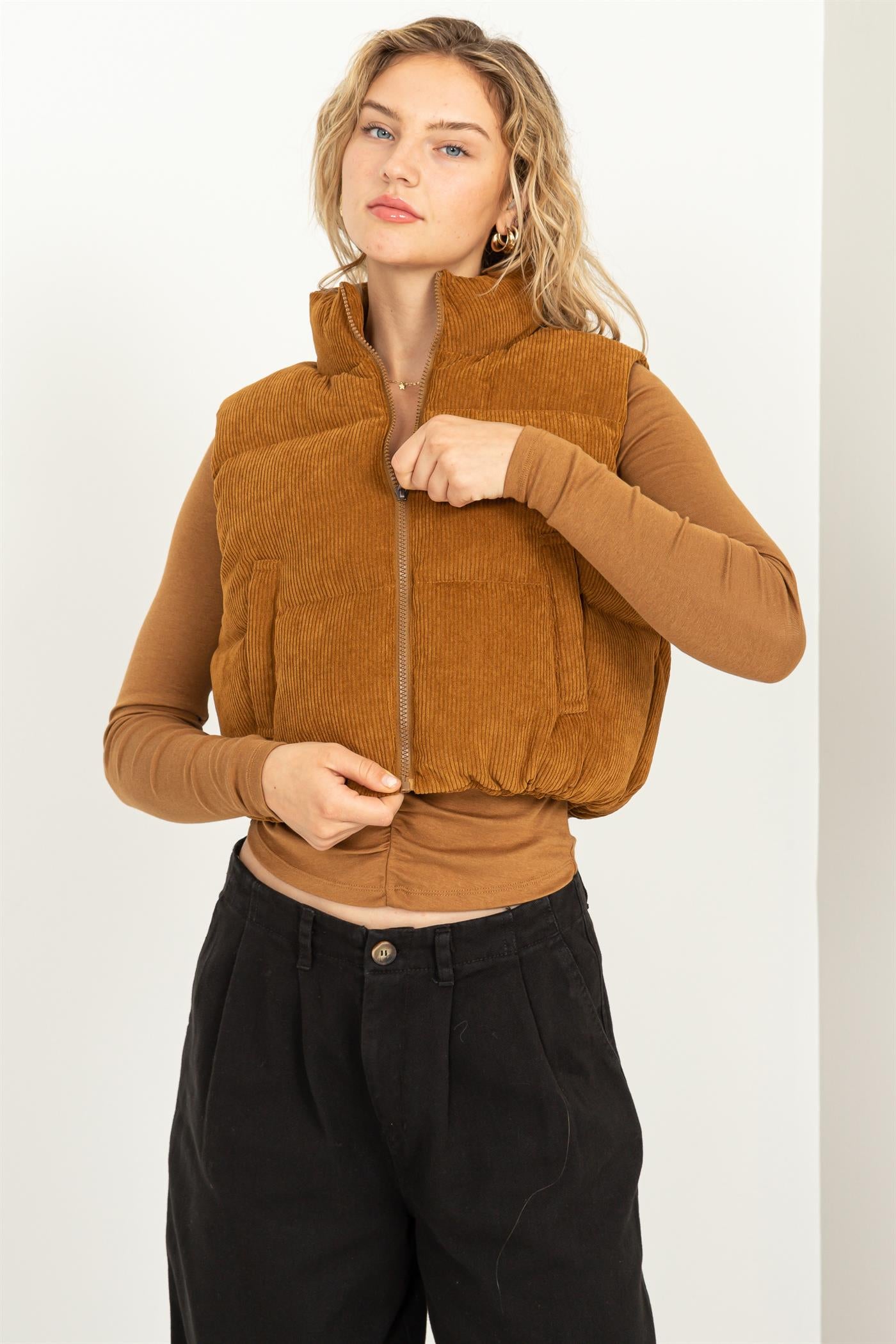 Corduroy Puffer Vest - Closet Space