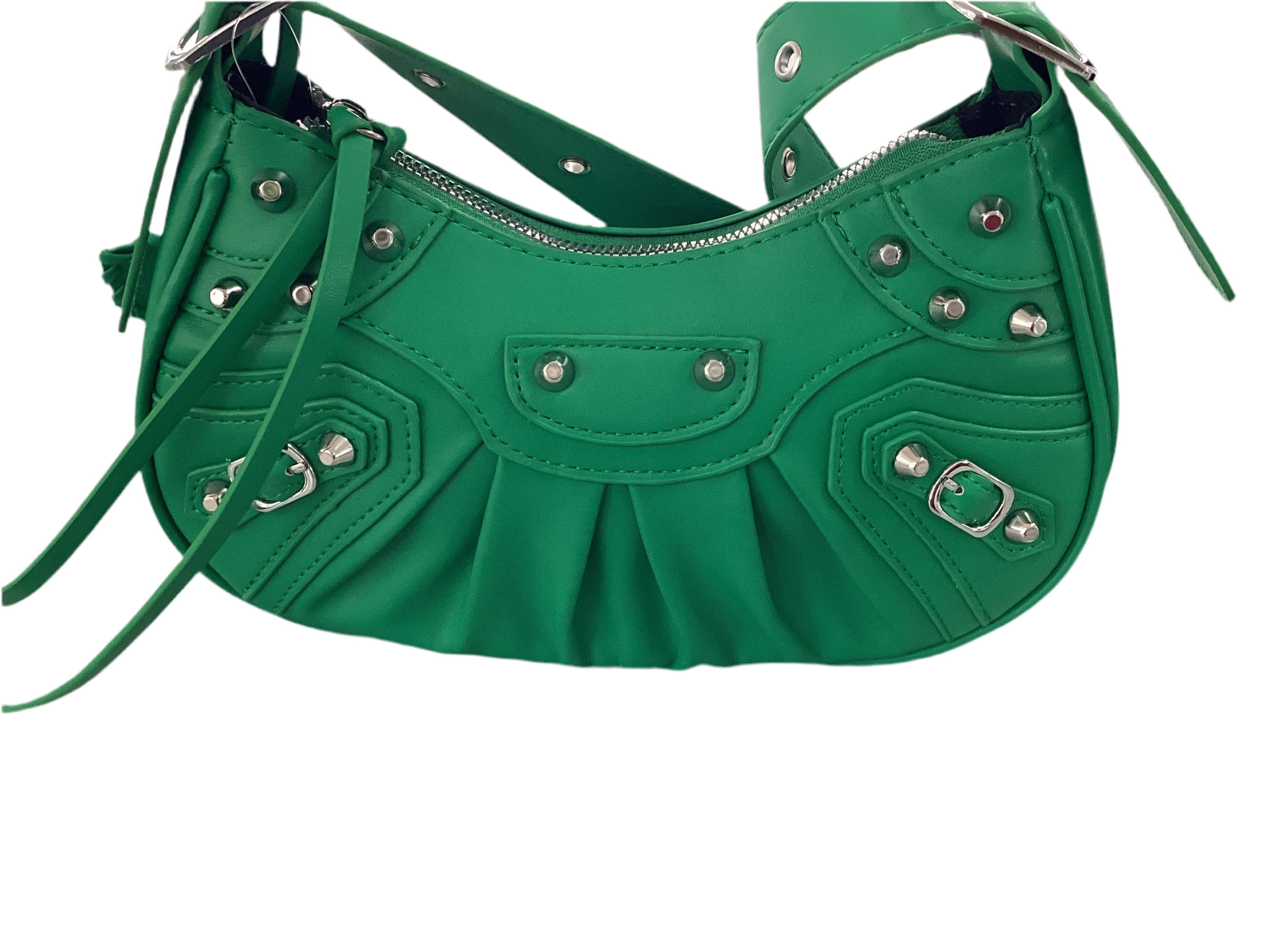 Studded Pleated Shoulder Bag