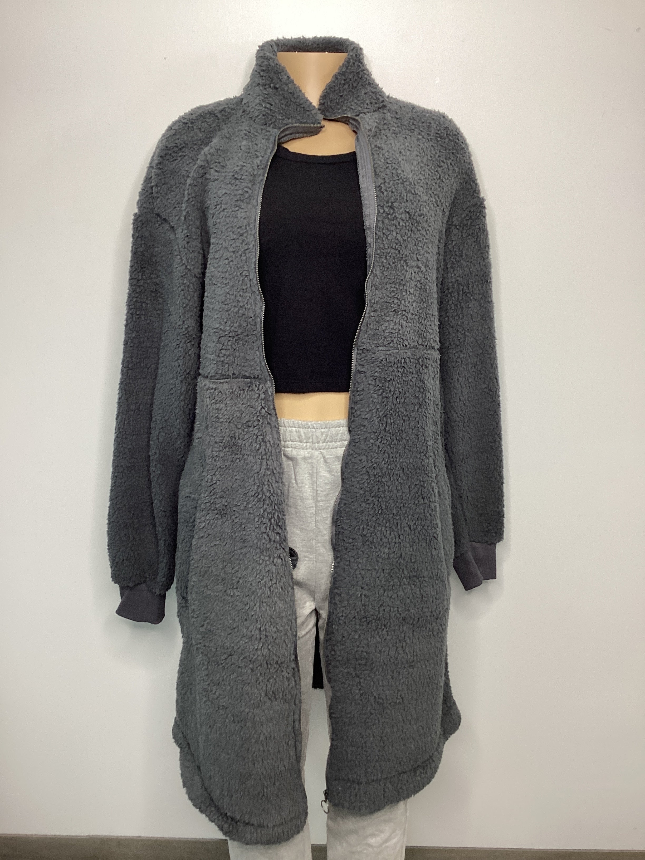 Casual Morning High-Neck Sherpa Jacket - Closet Space