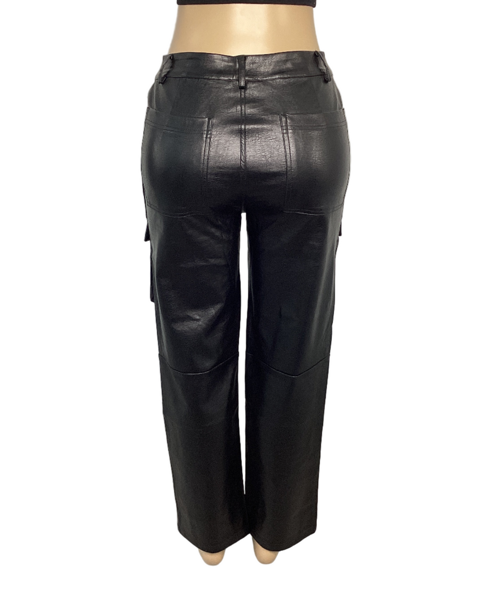 Faux Leather Cargo Pants
