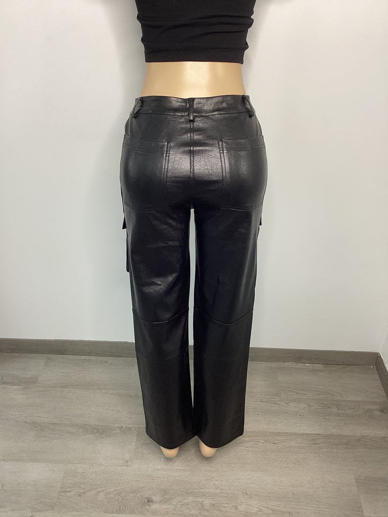 Faux Leather Cargo Pants - Closet Space