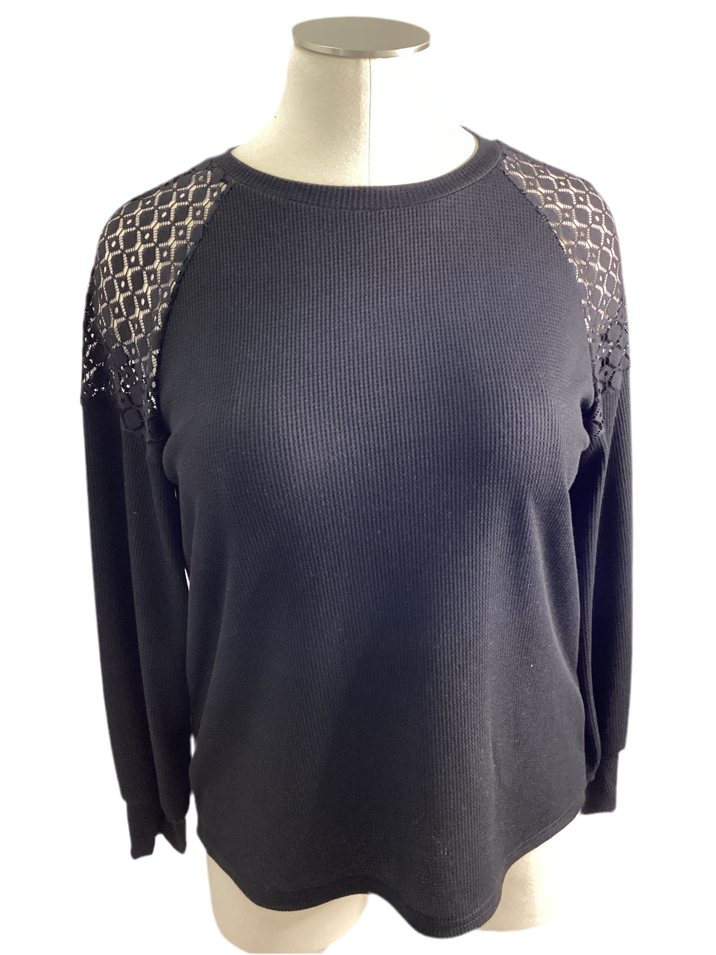 Lace Long Sleeve Textured Pullover