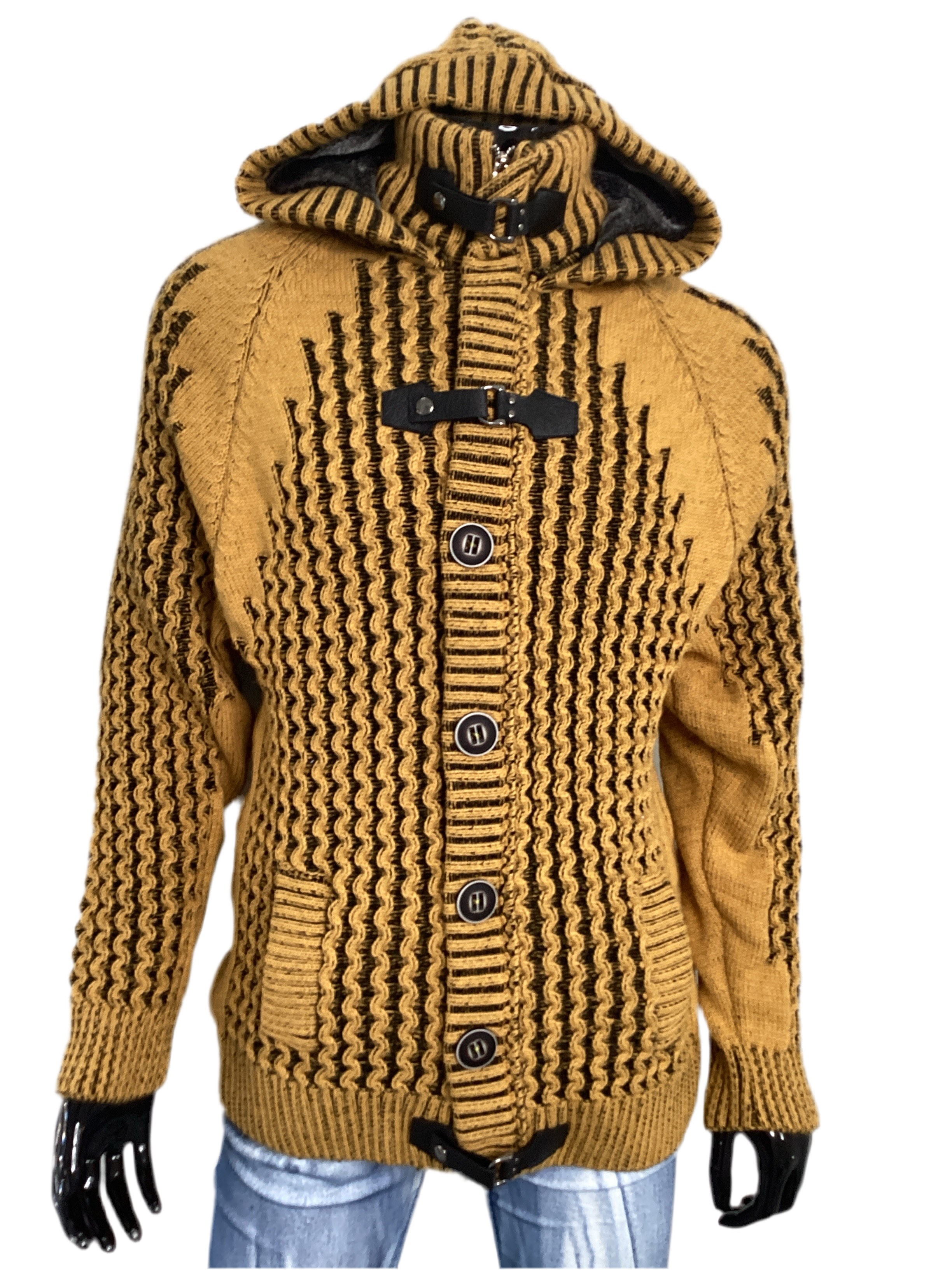 Fur Lined Hood Cable Knit Sweater