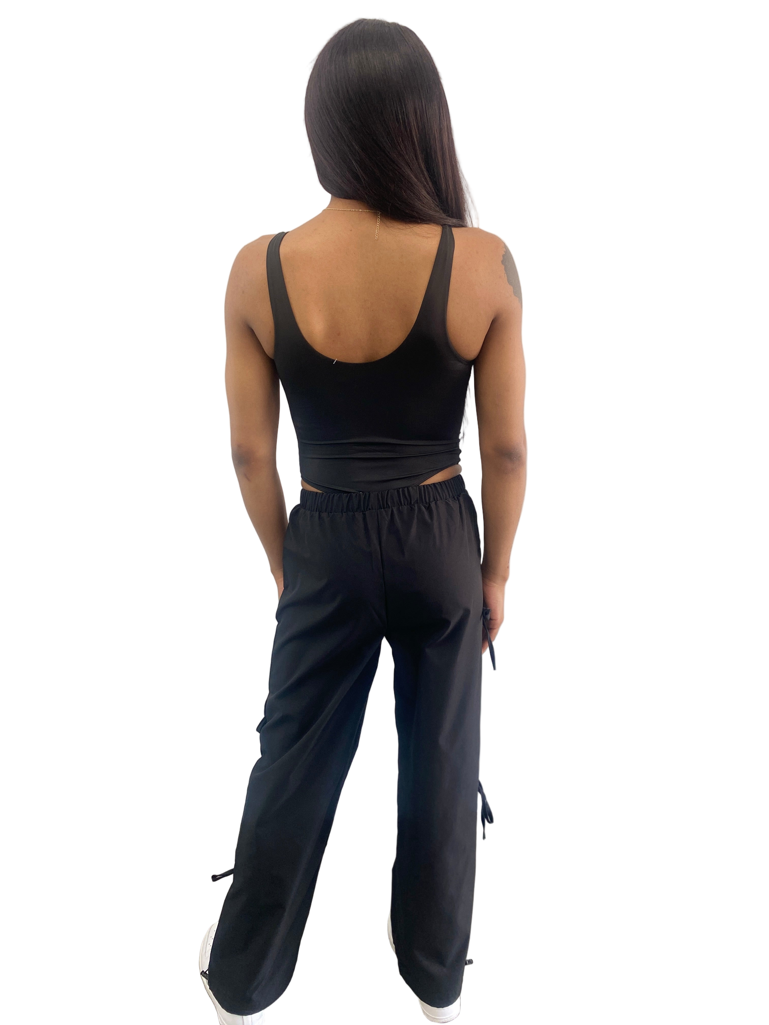 Bow-Accent Utility Parachute Pant