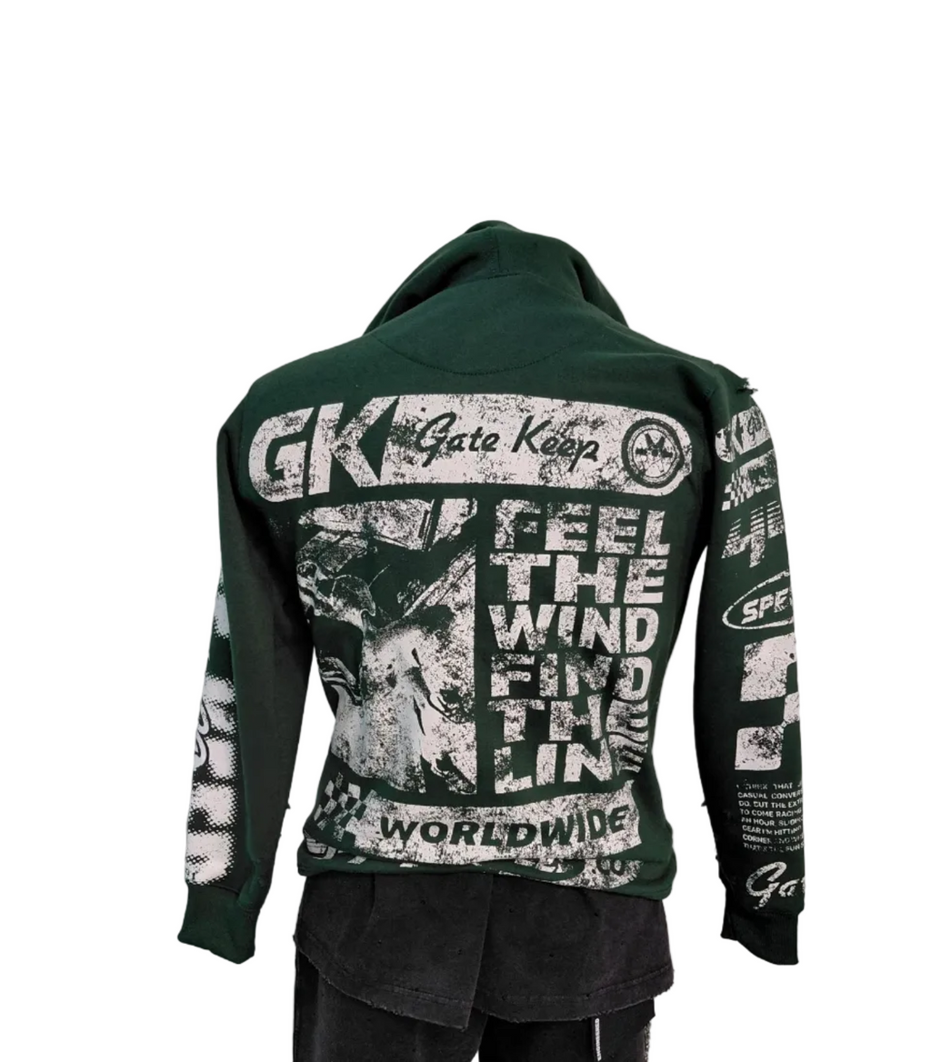 Gatekeep Racing Graphic Distressed Hoodie