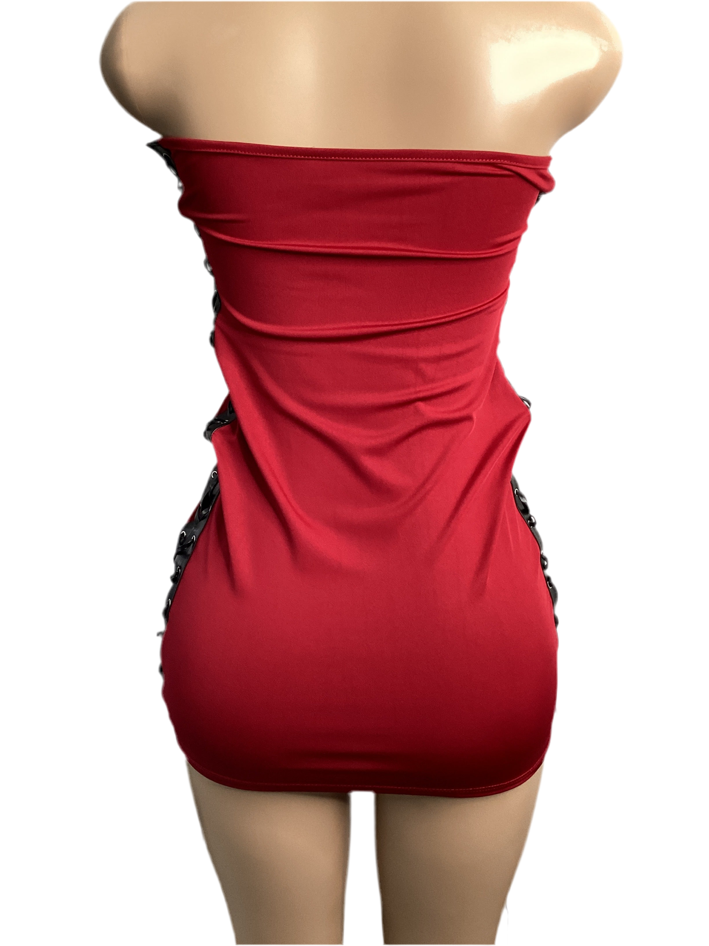 Lace-Up Graphic Moto Dress