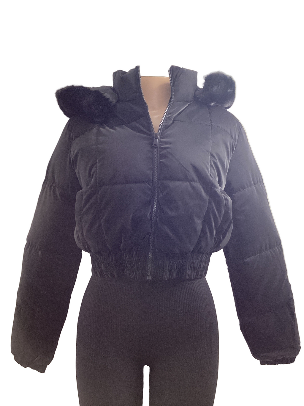 Puffed Fur Hooded Jacket