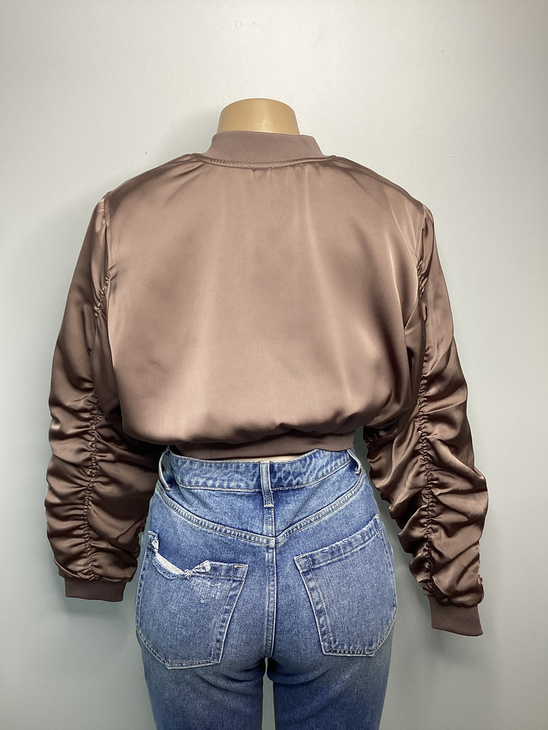 Cropped Pocket Detail Bomber Jacket - Closet Space