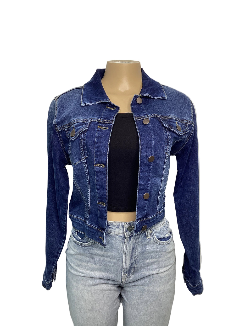 Medium Wash 2 Toned Denim Jacket - Closet Space