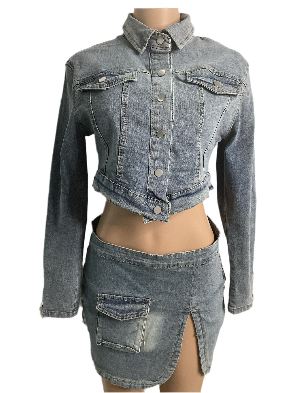 Denim Mini Skirt Set