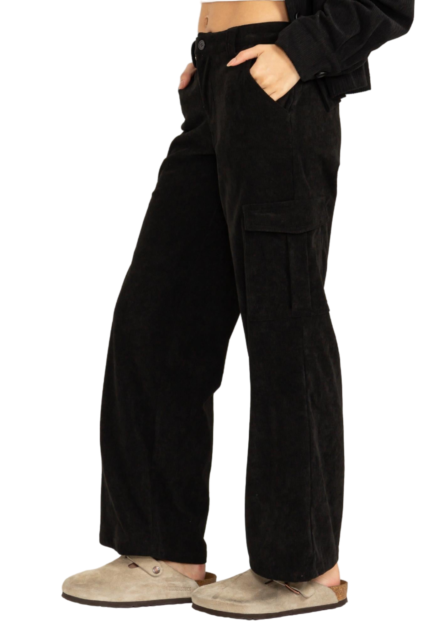 Wide Leg Corduroy Cargo Pants
