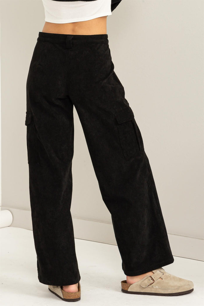 Wide Leg Corduroy Cargo Pants - Closet Space