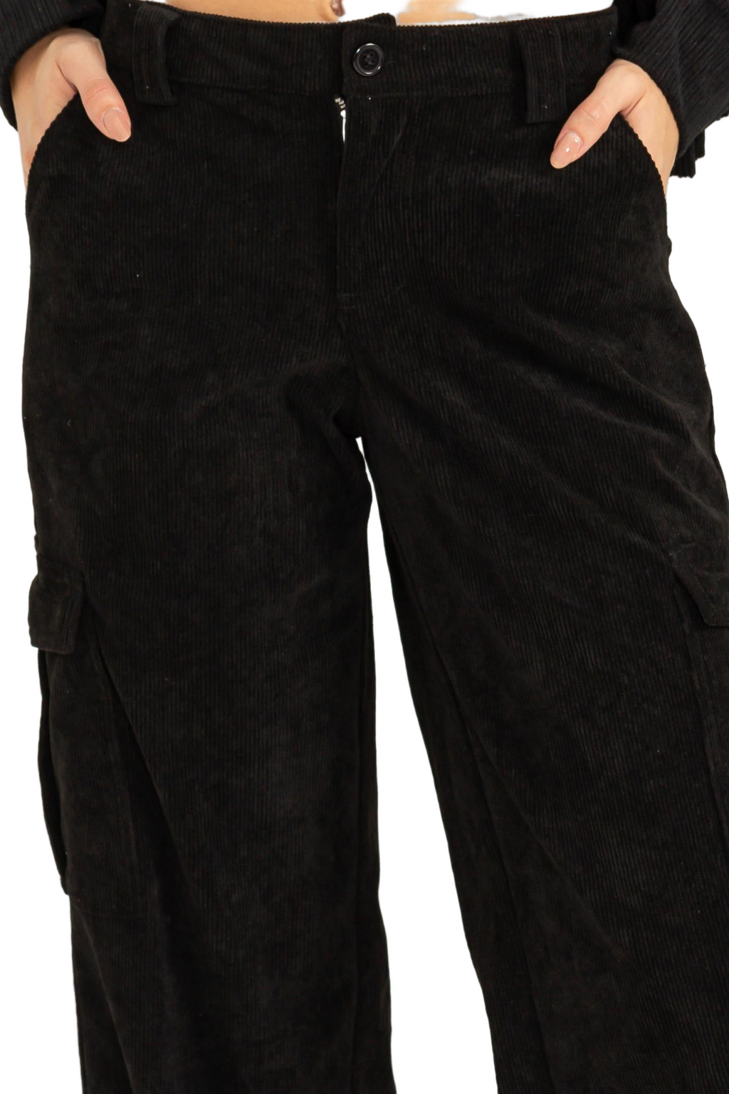 Wide Leg Corduroy Cargo Pants