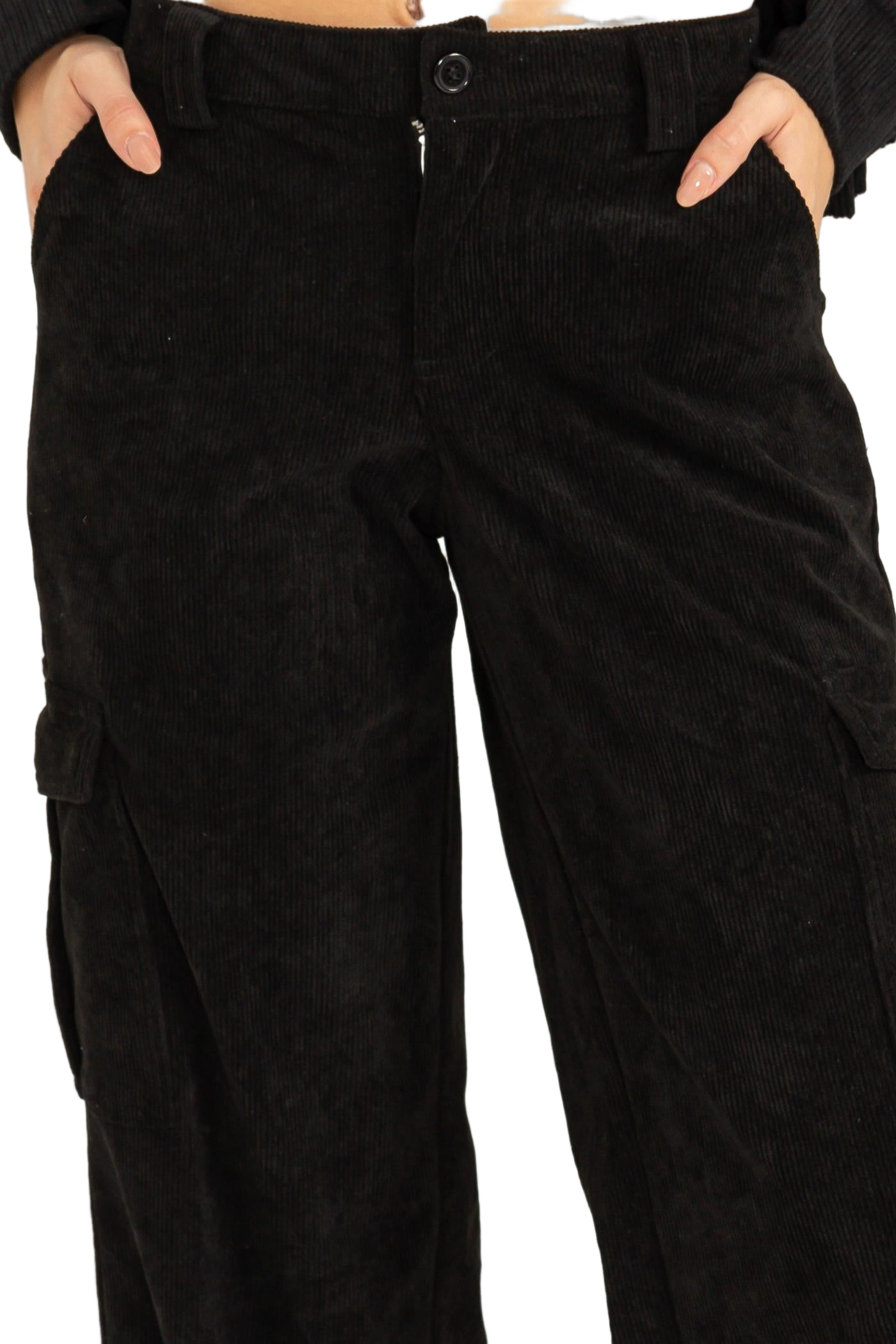 Wide Leg Corduroy Cargo Pants