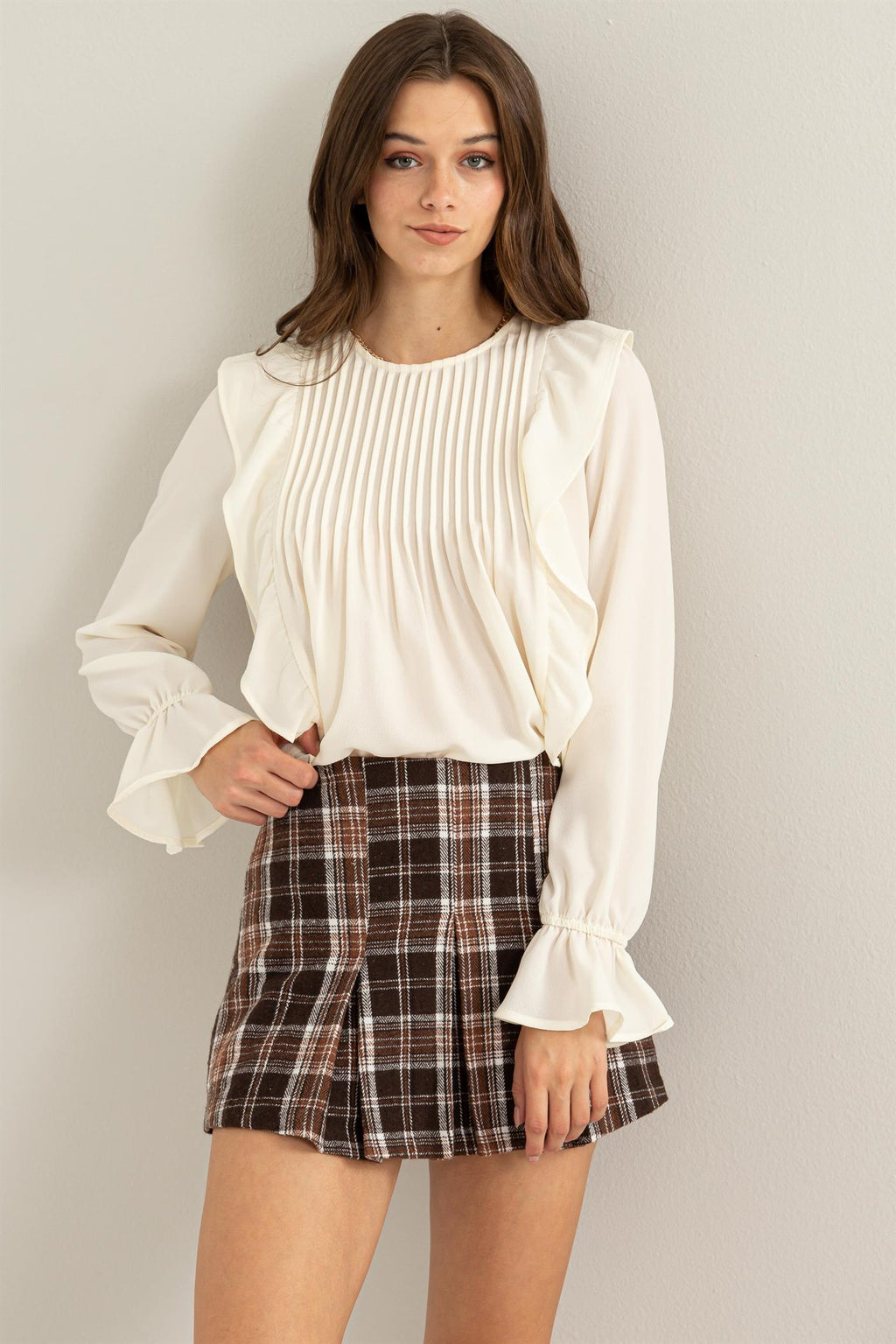 Ruffle Pintuck Shear Blouse - Closet Space