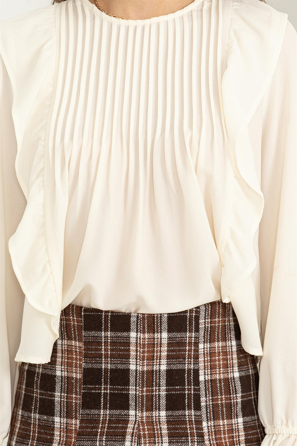 Ruffle Pintuck Shear Blouse - Closet Space