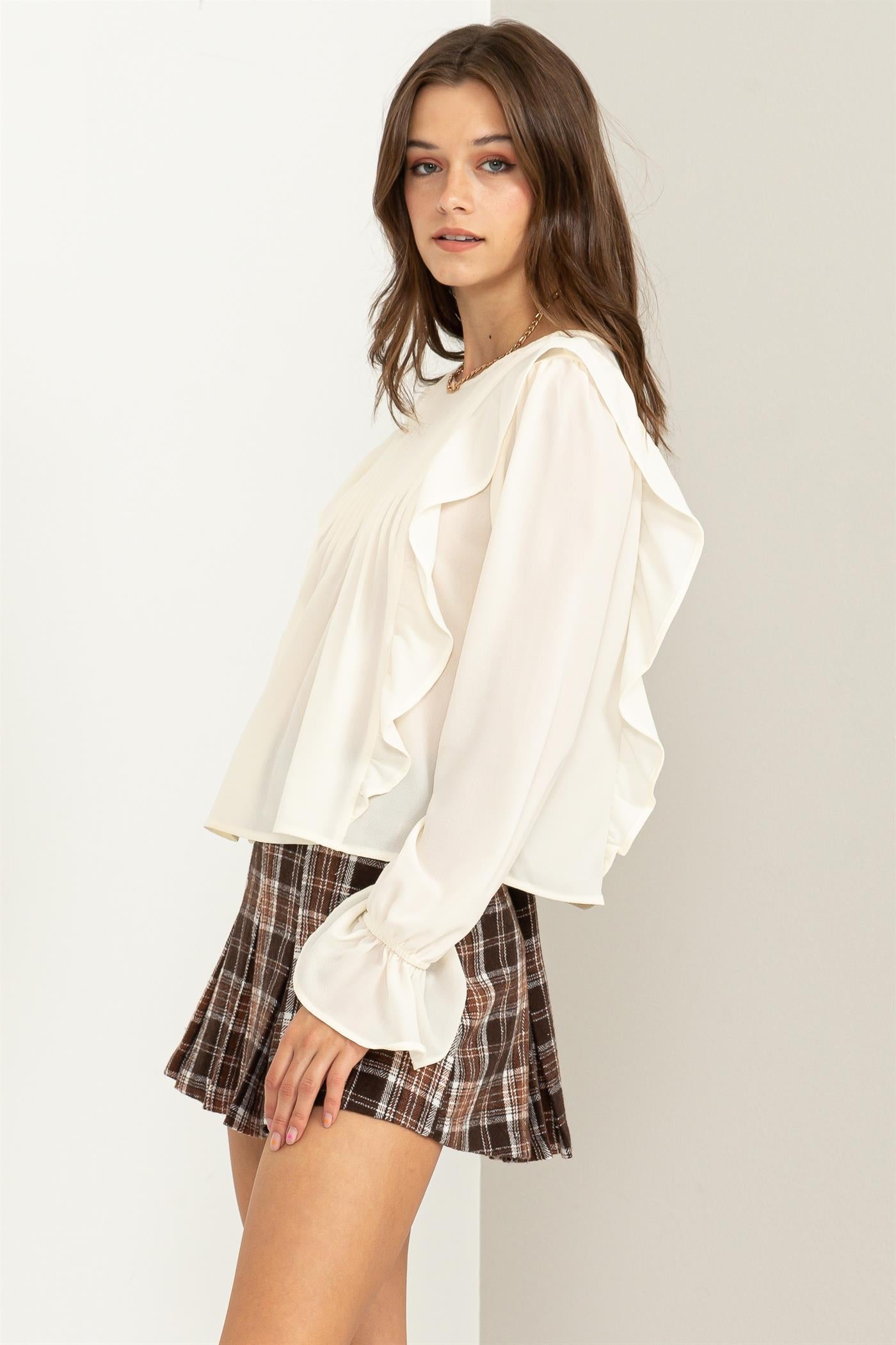 Ruffle Pintuck Shear Blouse - Closet Space