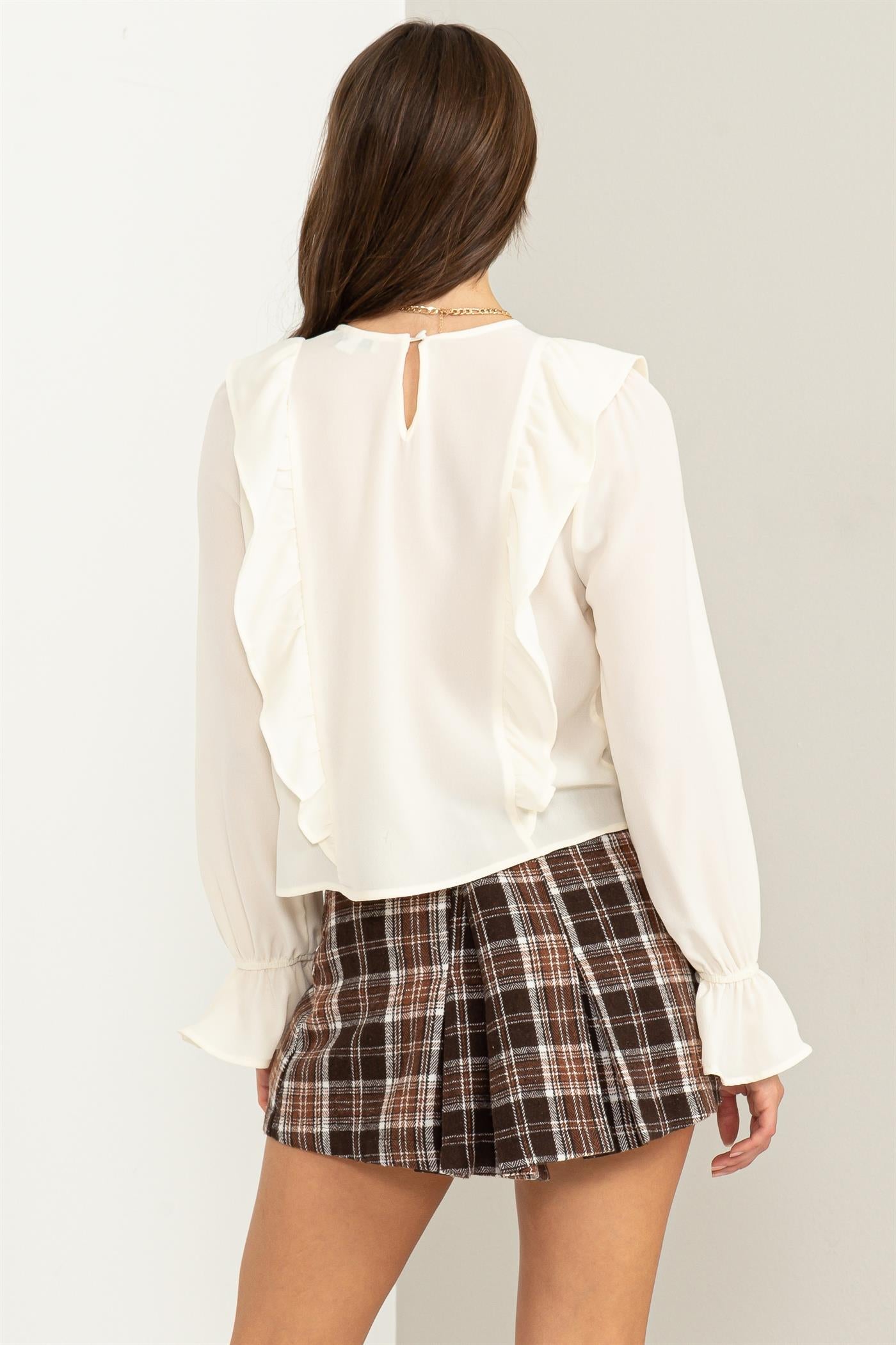 Ruffle Pintuck Shear Blouse - Closet Space
