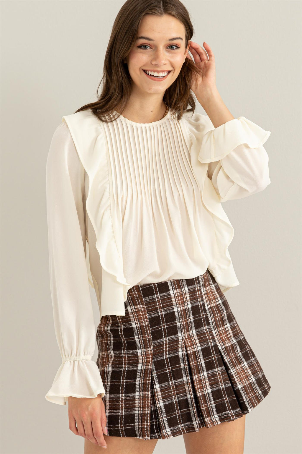 Ruffle Pintuck Shear Blouse - Closet Space