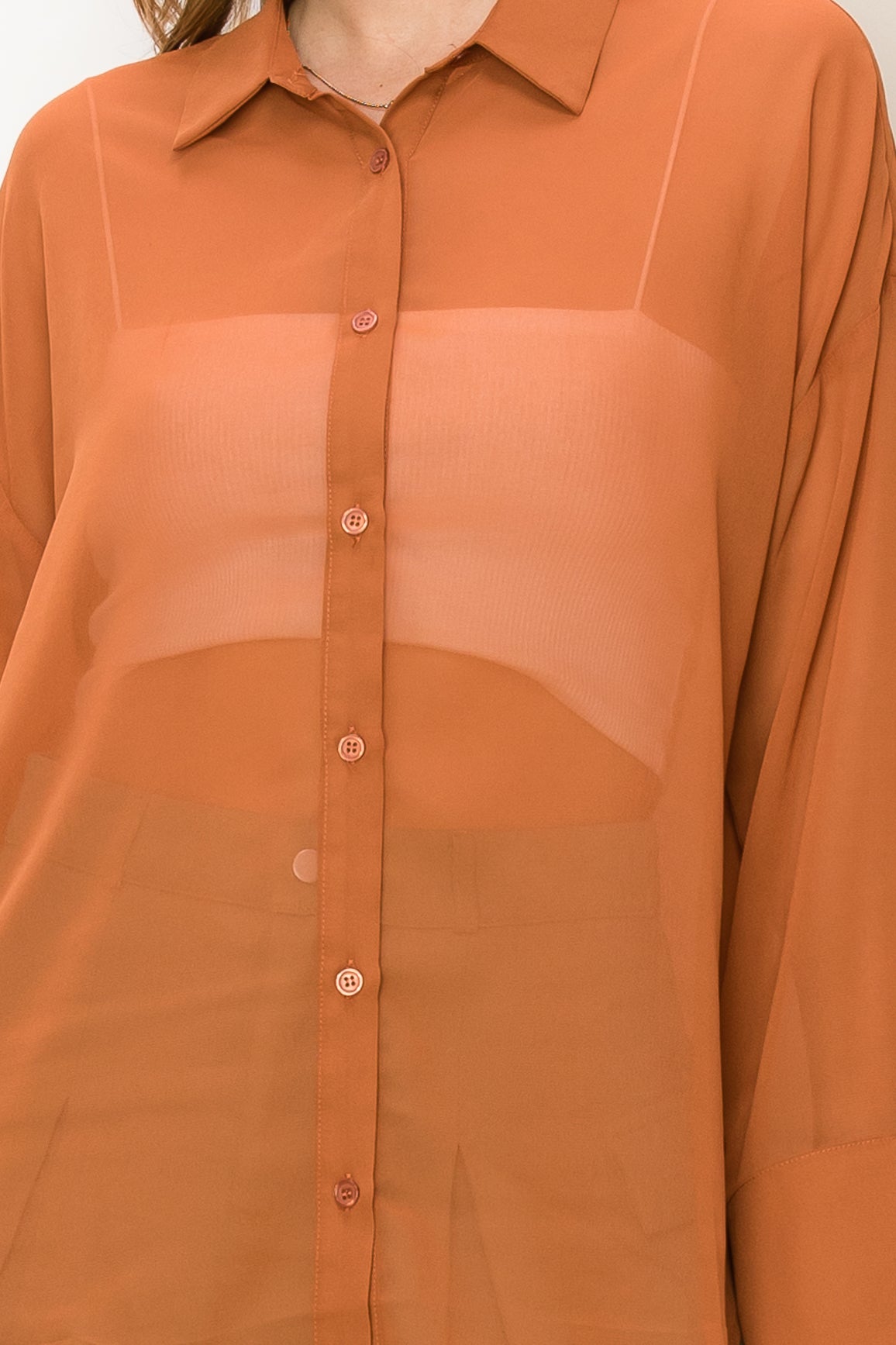 Hi-Lo Sheer Blouse - Closet Space