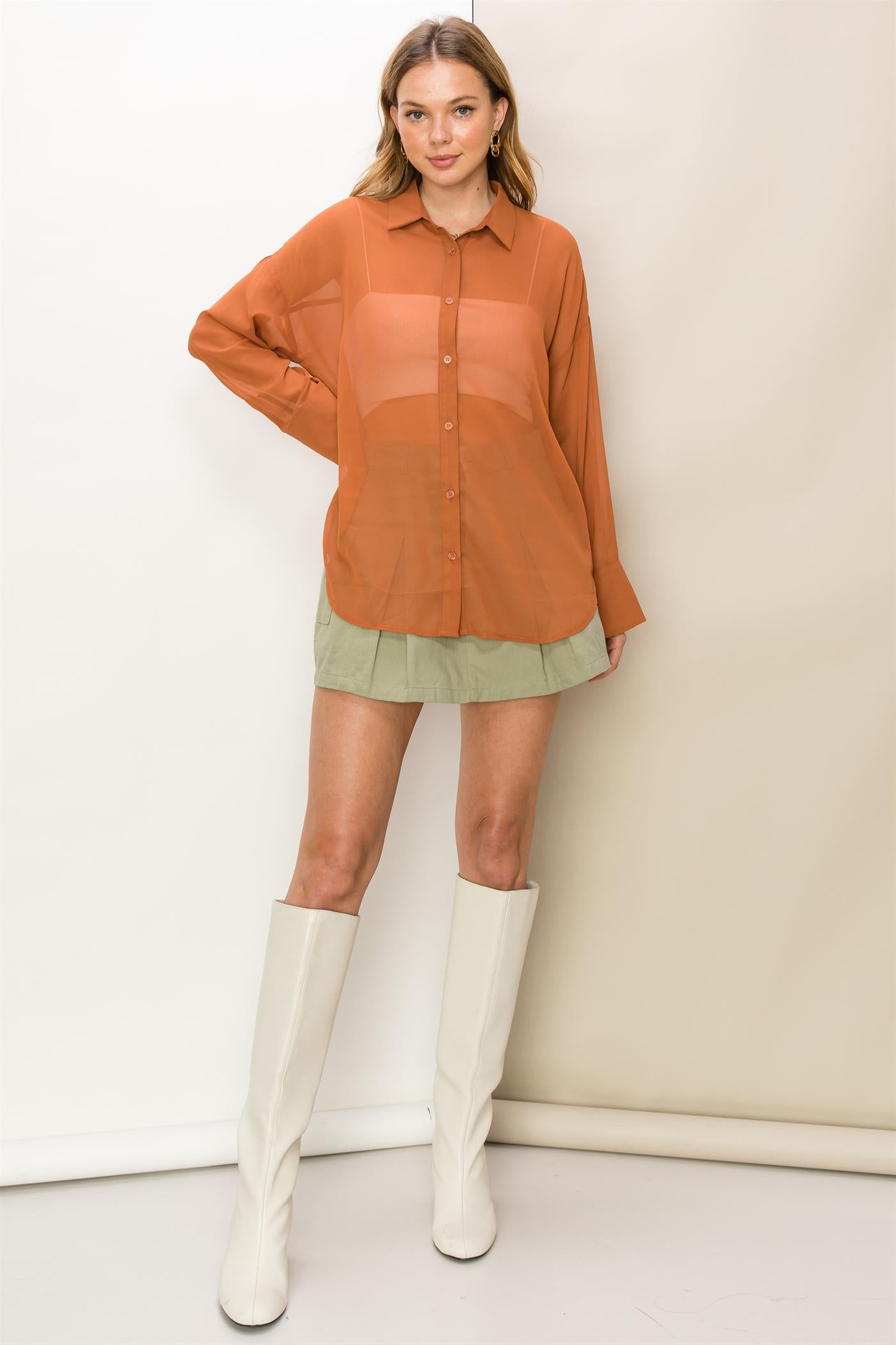 Hi-Lo Sheer Blouse - Closet Space