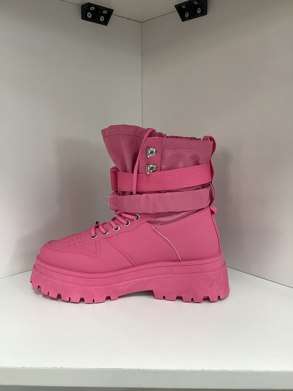 Peachy Monochromatic Buckled Combat Boot - Closet Space