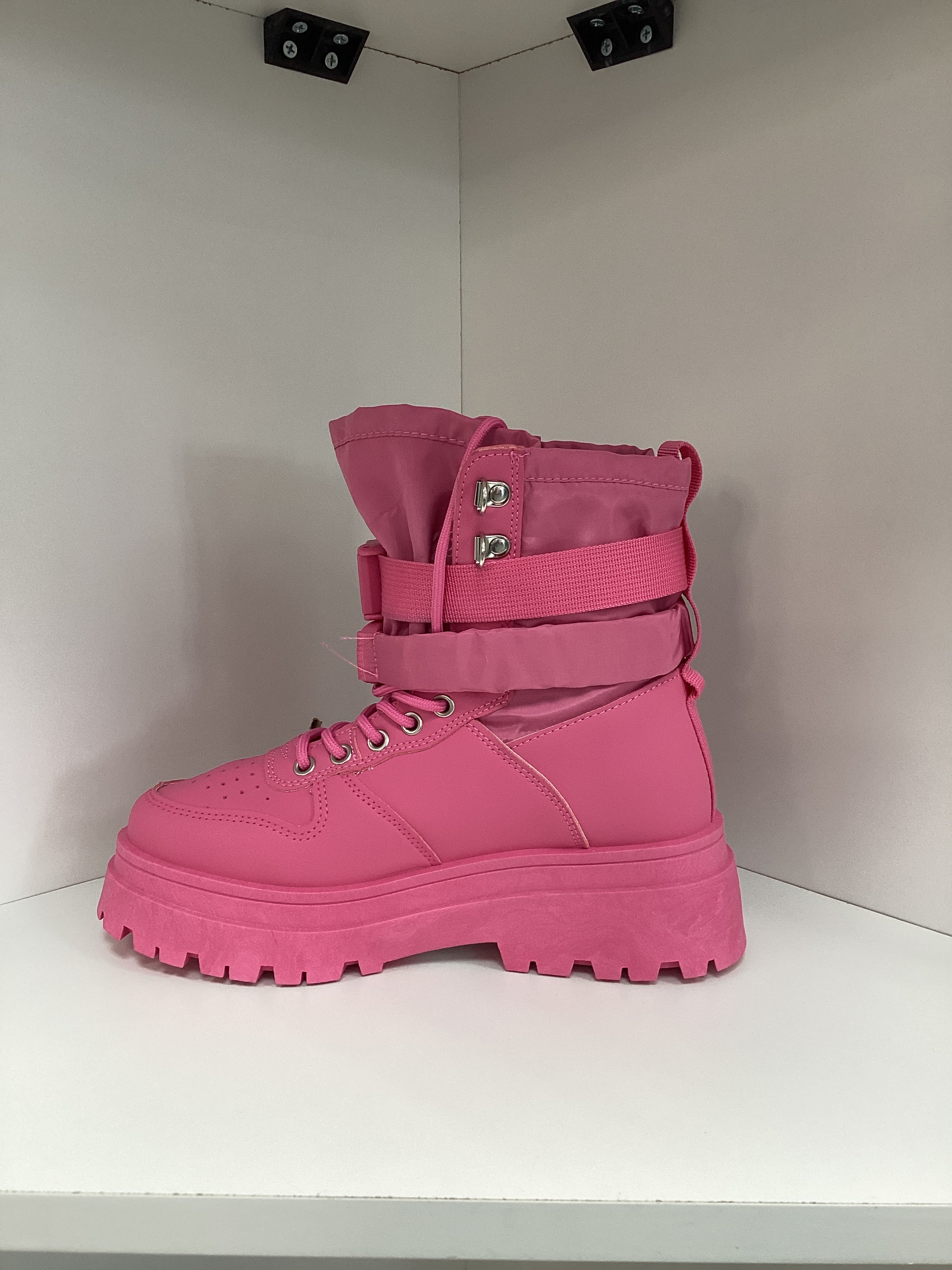 Peachy Monochromatic Buckled Combat Boot - Closet Space