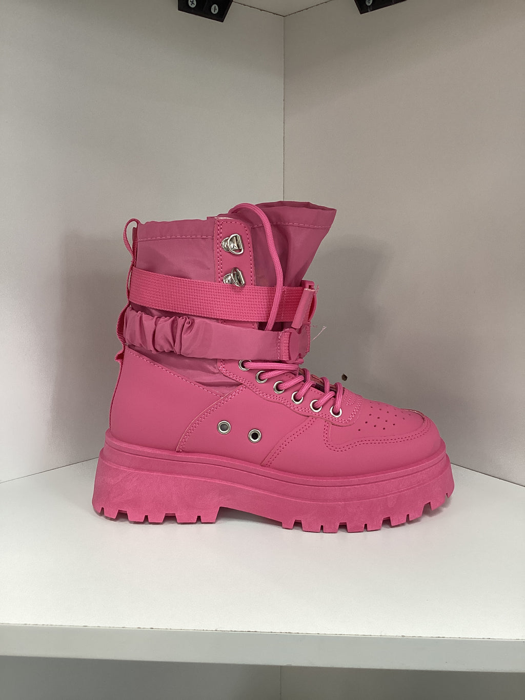 Peachy Monochromatic Buckled Combat Boot - Closet Space