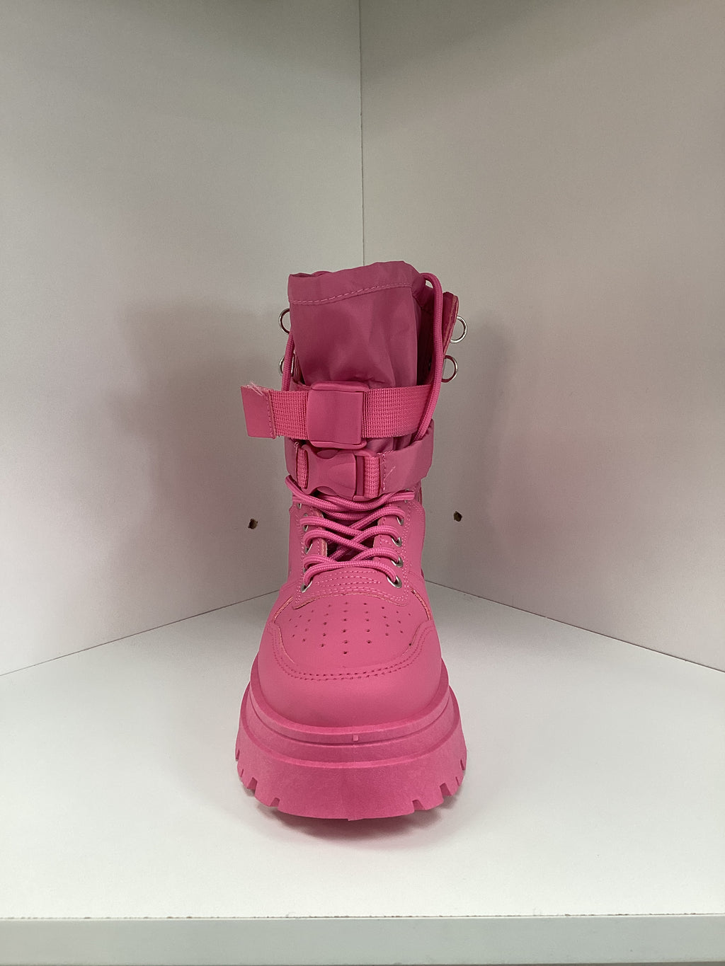 Peachy Monochromatic Buckled Combat Boot - Closet Space