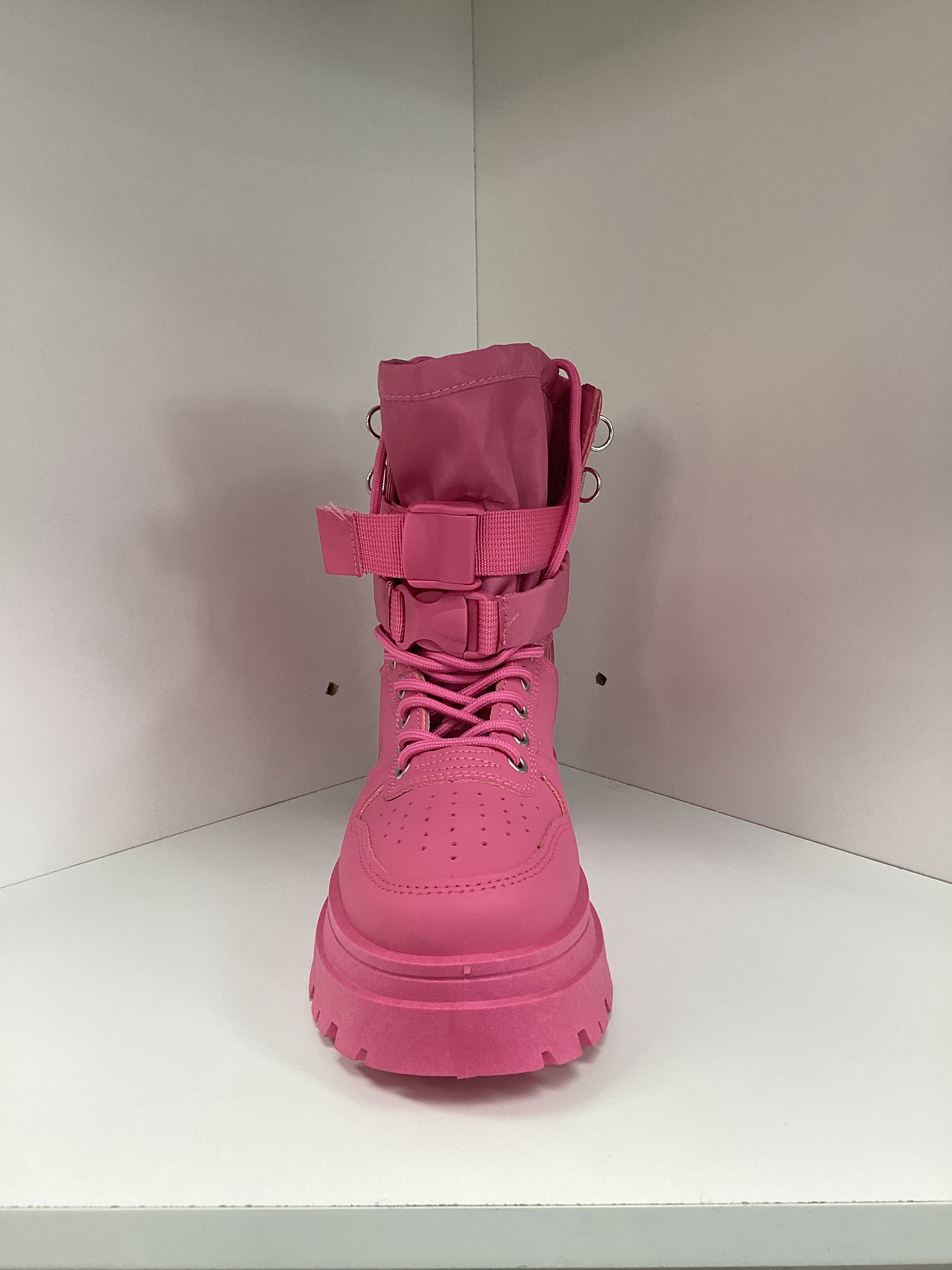 Peachy Monochromatic Buckled Combat Boot - Closet Space