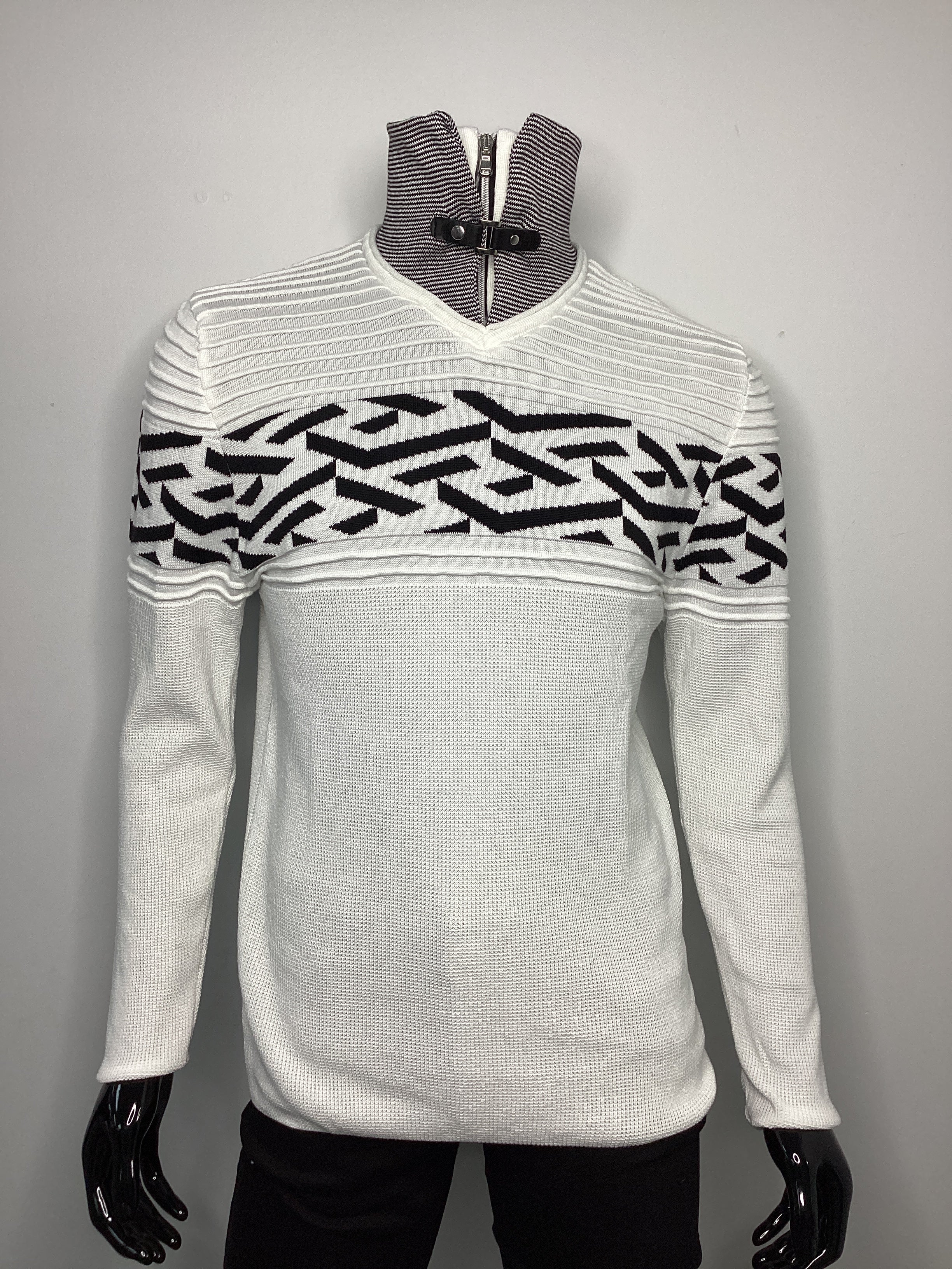 Quarter-Zip Buckle Detail High-Neck Sweater - Closet Space