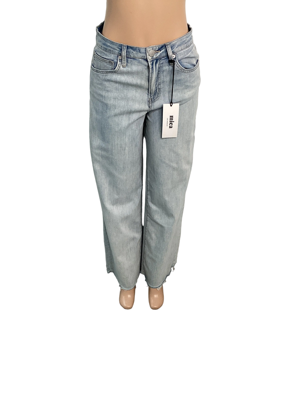 High Waisted Wide Leg With Raw Hem Denim Jeans